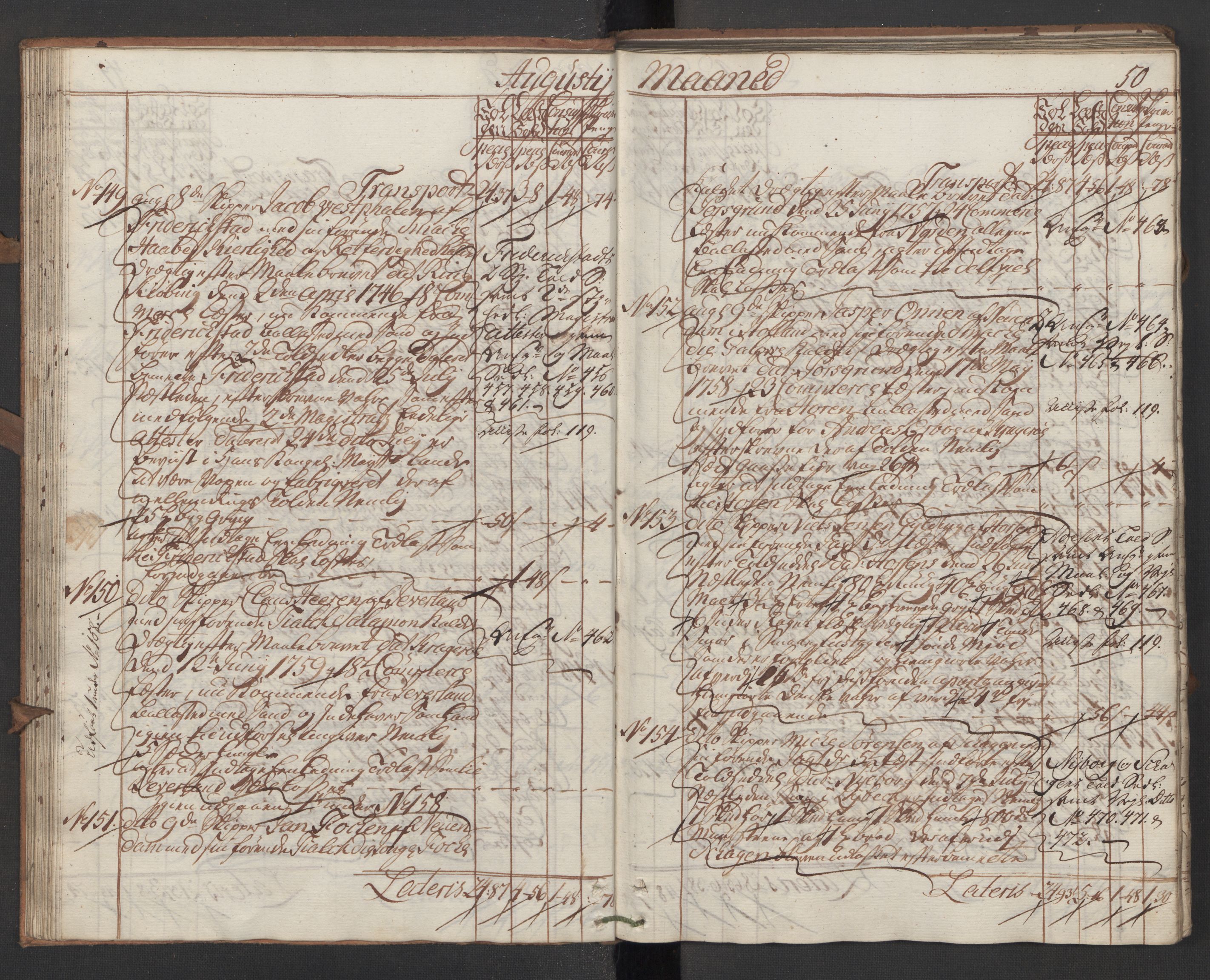 Generaltollkammeret, tollregnskaper, AV/RA-EA-5490/R13/L0028/0001: Tollregnskaper Kragerø / Inngående hovedtollbok, 1760, s. 49b-50a