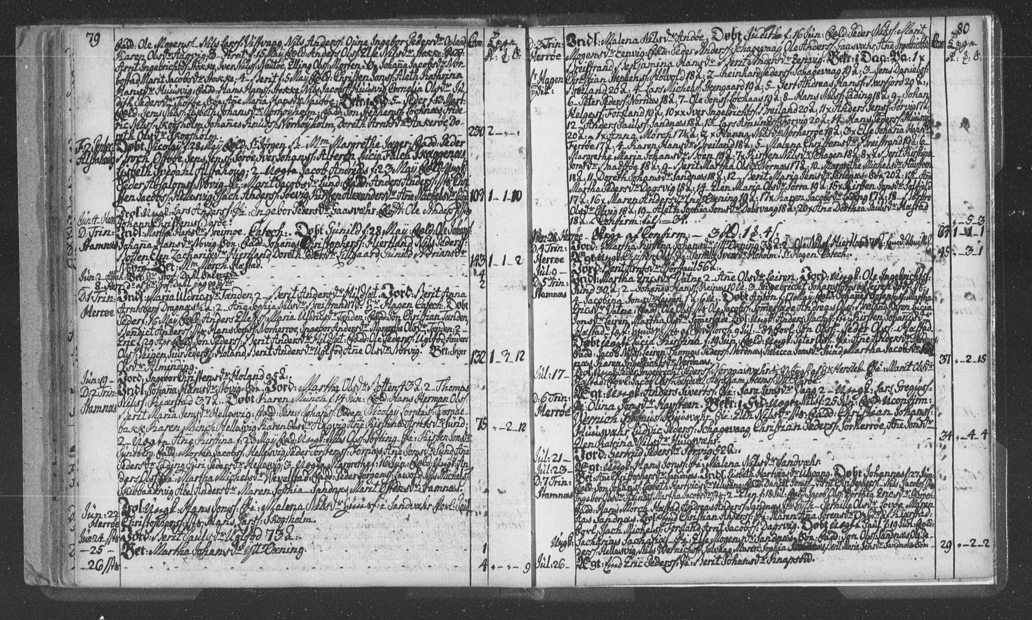 Ministerialprotokoller, klokkerbøker og fødselsregistre - Nordland, AV/SAT-A-1459/830/L0438: Ministerialbok nr. 830A06, 1773-1787, s. 79-80