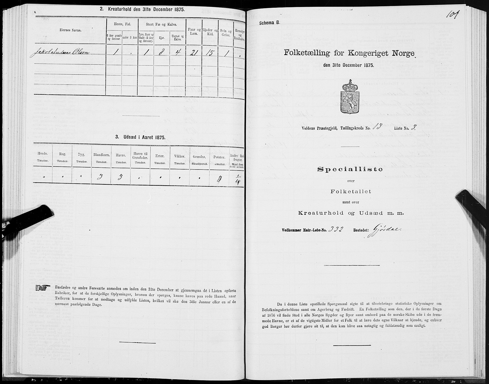 SAT, Folketelling 1875 for 1519P Volda prestegjeld, 1875, s. 7101