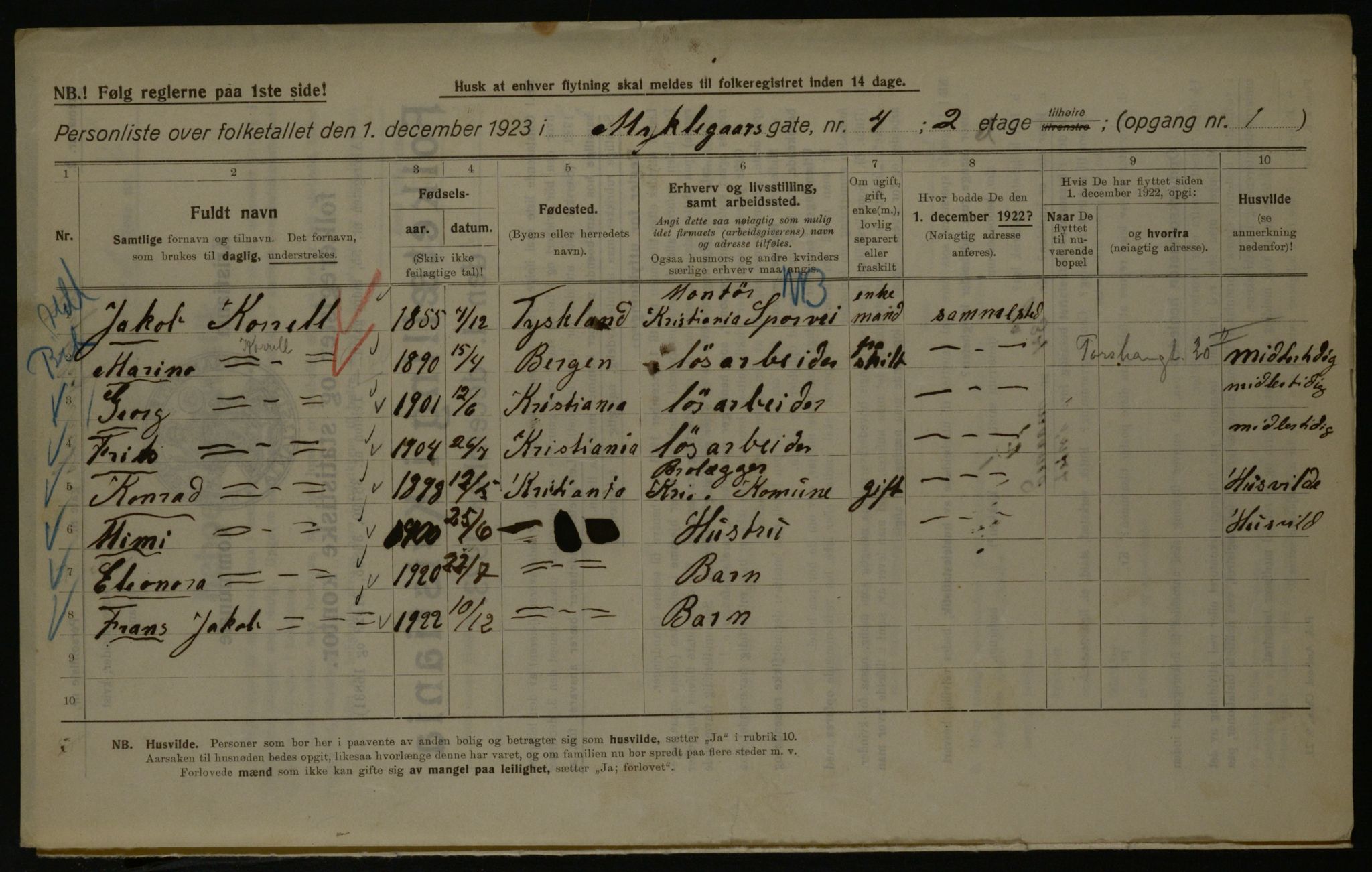 OBA, Kommunal folketelling 1.12.1923 for Kristiania, 1923, s. 75275