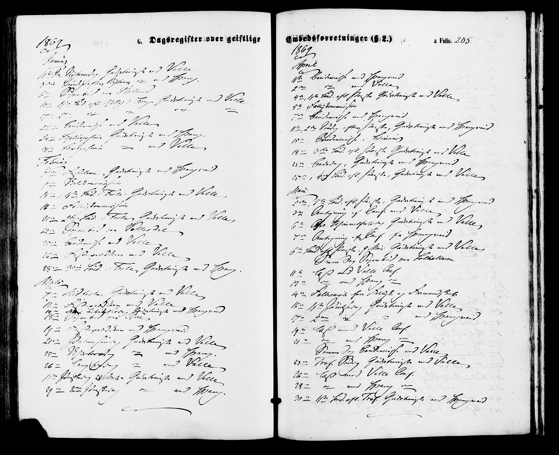 Sør-Audnedal sokneprestkontor, AV/SAK-1111-0039/F/Fa/Faa/L0003: Ministerialbok nr. A 3, 1868-1883, s. 205