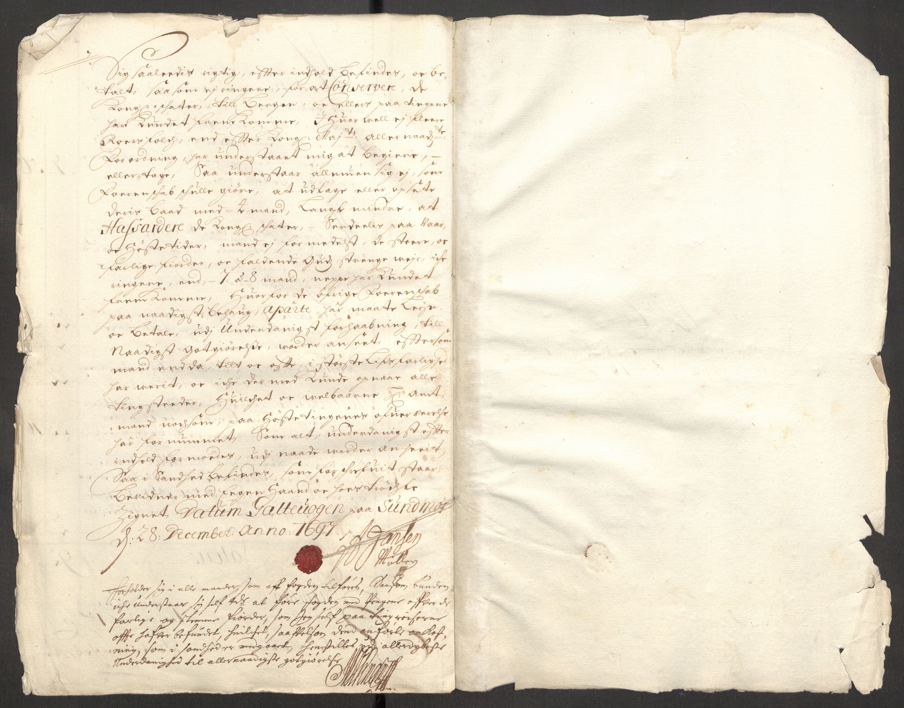 Rentekammeret inntil 1814, Reviderte regnskaper, Fogderegnskap, RA/EA-4092/R54/L3556: Fogderegnskap Sunnmøre, 1696-1698, s. 281