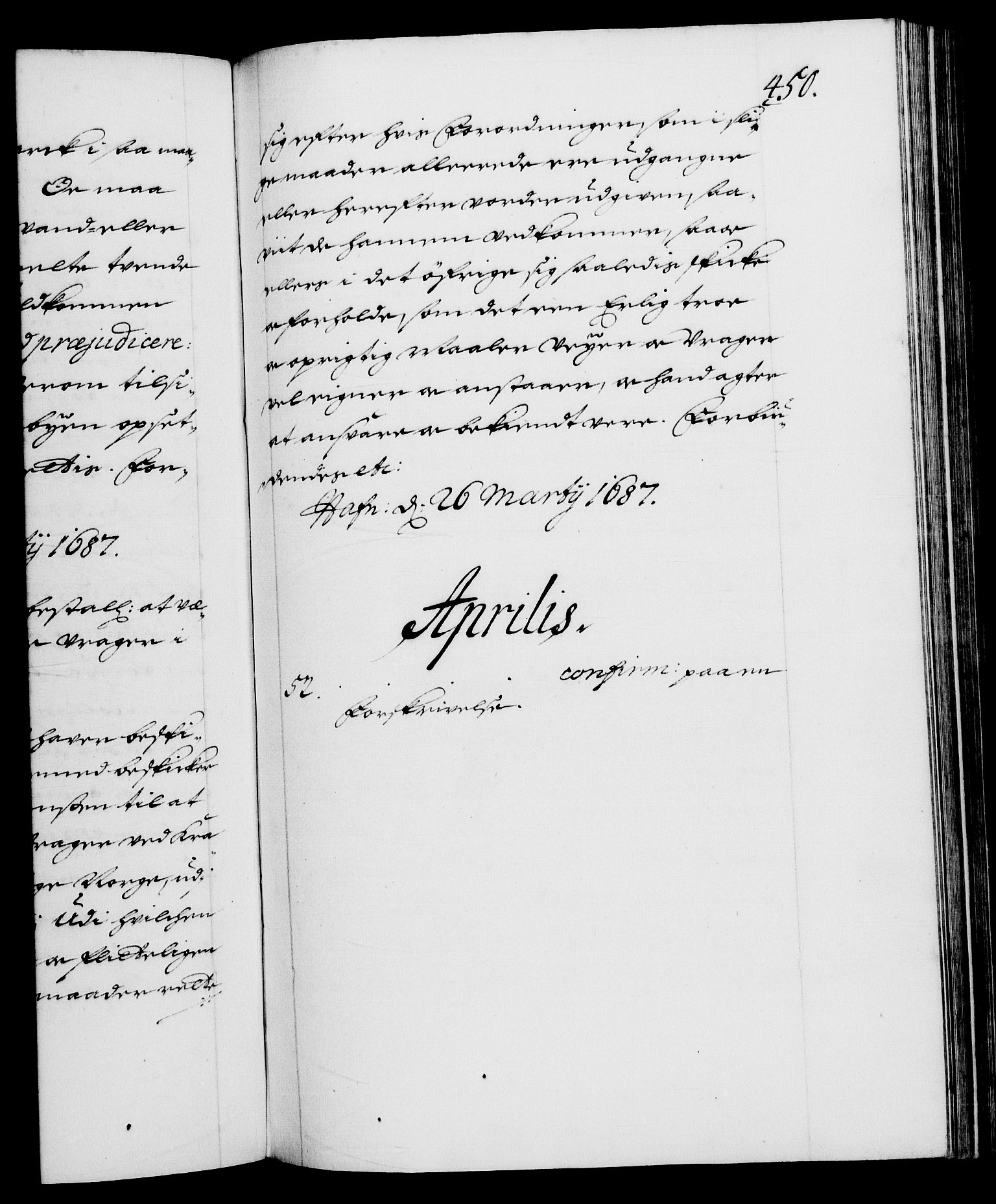 Danske Kanselli 1572-1799, RA/EA-3023/F/Fc/Fca/Fcaa/L0014: Norske registre (mikrofilm), 1685-1687, s. 450a