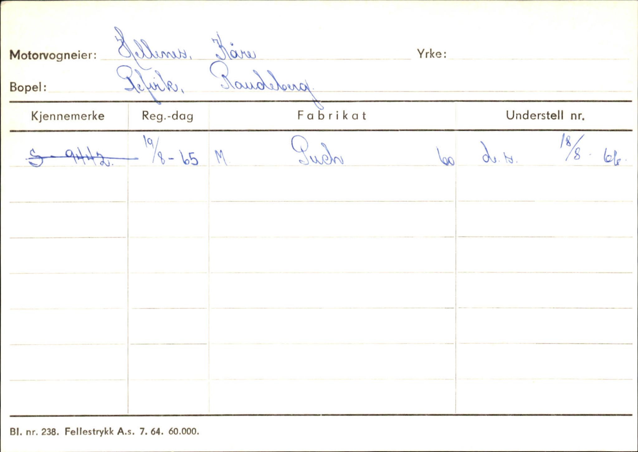 Statens vegvesen, Sogn og Fjordane vegkontor, SAB/A-5301/4/F/L0144: Registerkort Vågsøy A-R, 1945-1975, s. 991