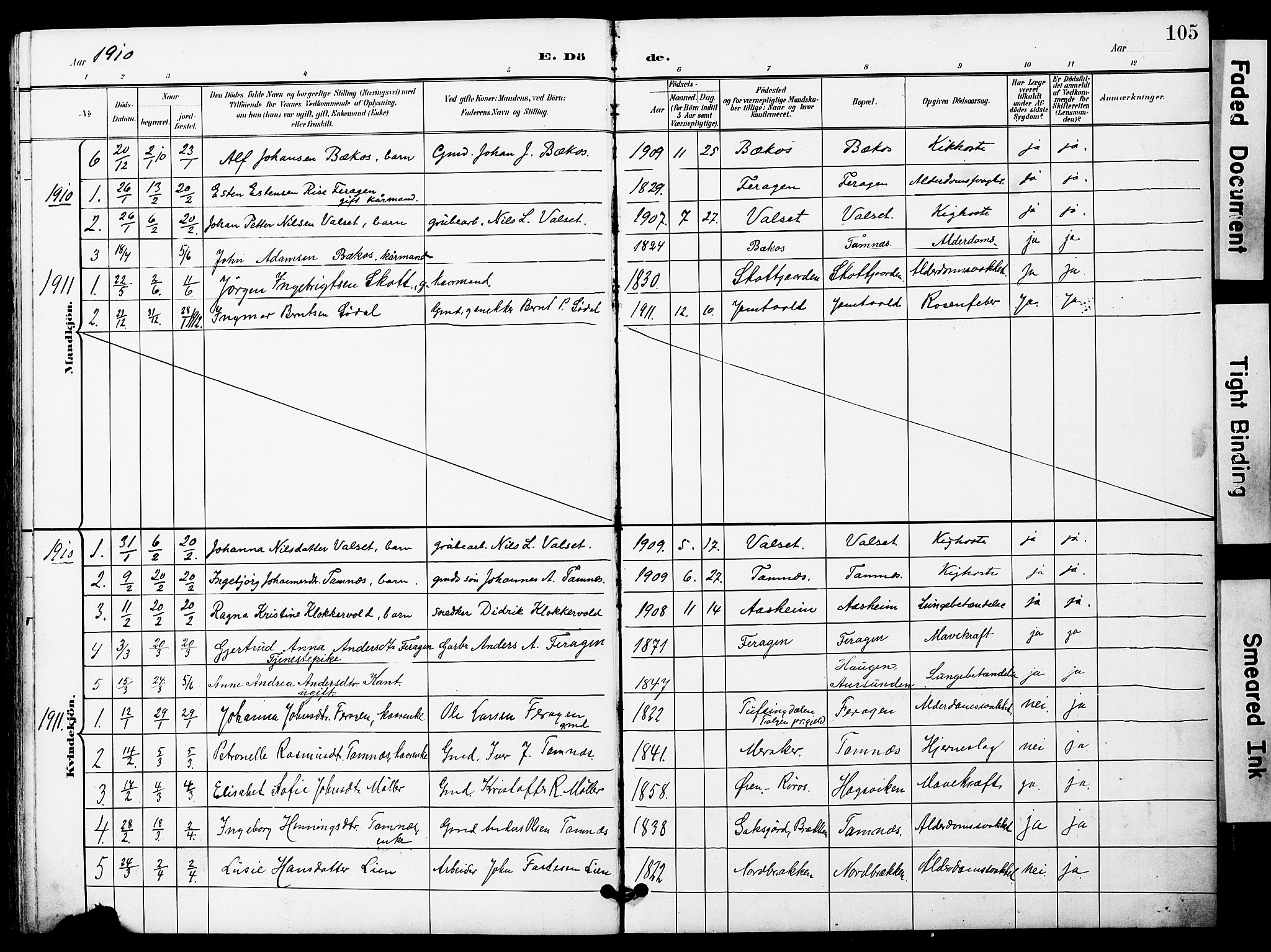 Ministerialprotokoller, klokkerbøker og fødselsregistre - Sør-Trøndelag, SAT/A-1456/683/L0950: Klokkerbok nr. 683C02, 1897-1918, s. 105