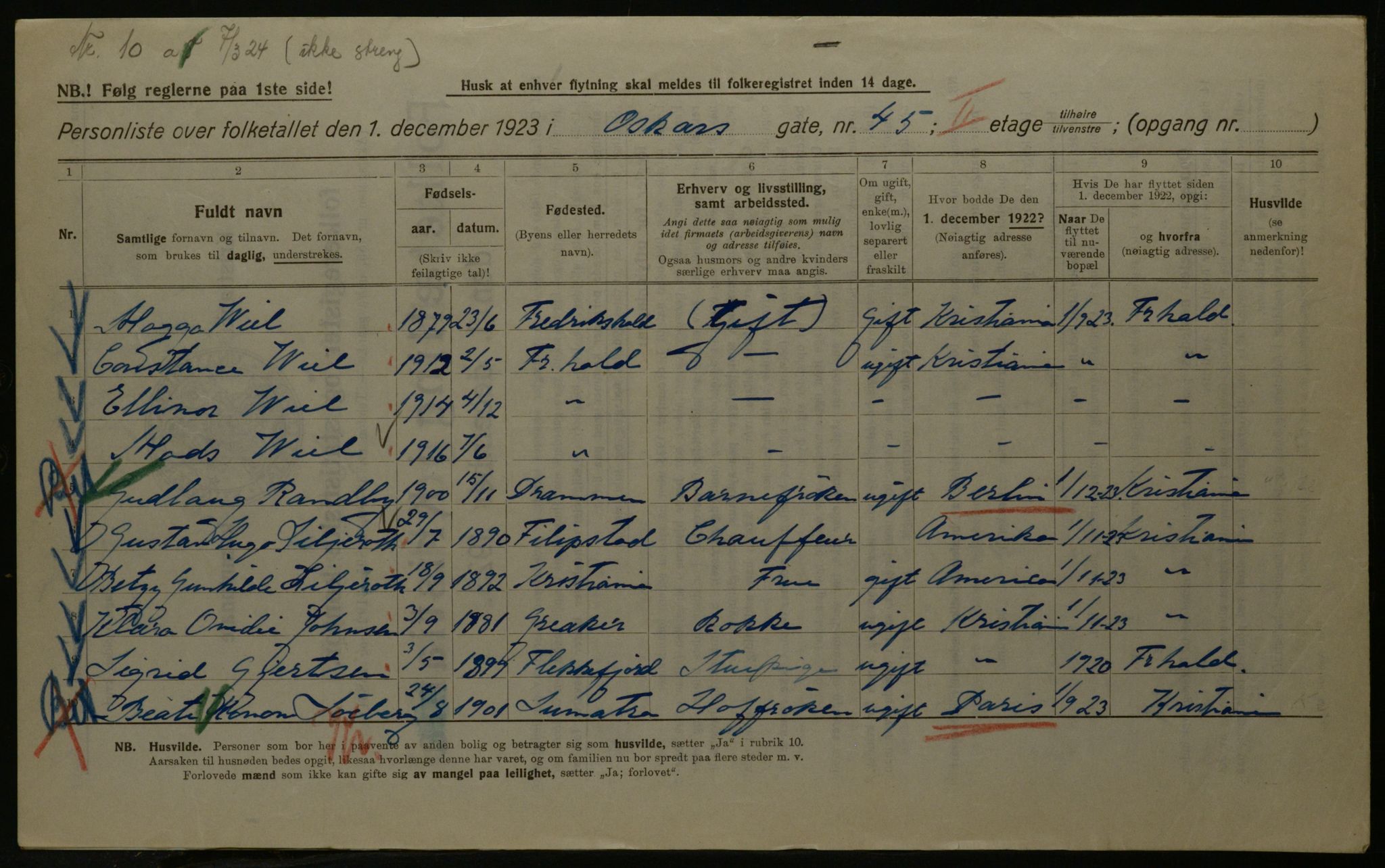 OBA, Kommunal folketelling 1.12.1923 for Kristiania, 1923, s. 84476