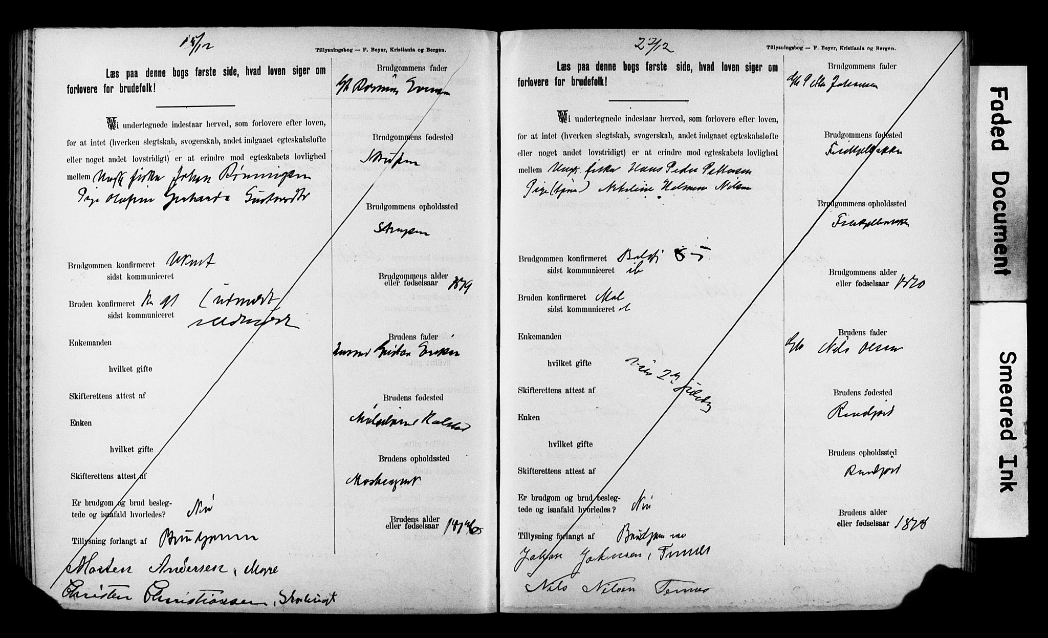 Balsfjord sokneprestembete, AV/SATØ-S-1303/H/Hd/L0031: Lysningsprotokoll nr. 31, 1897-1906