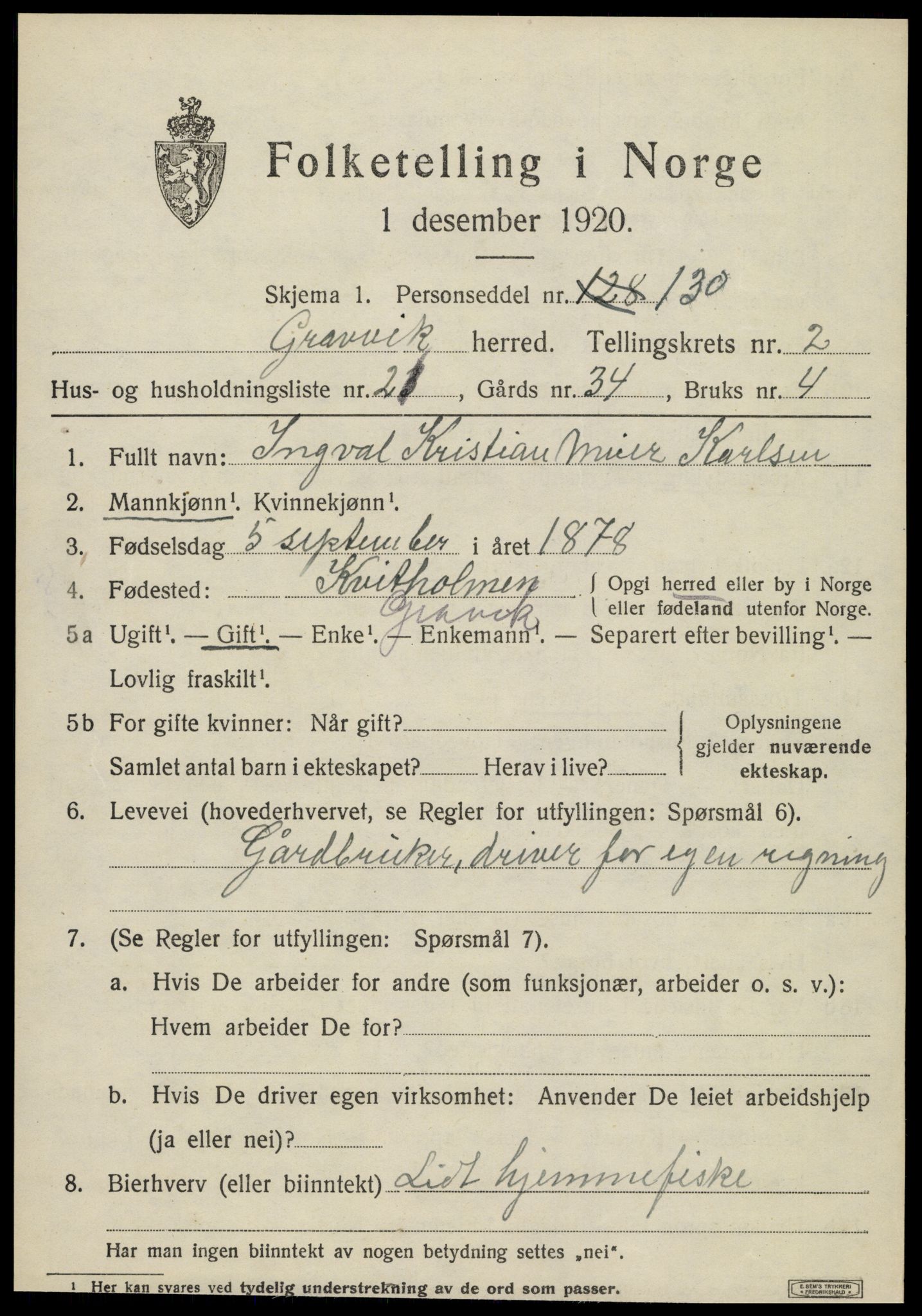 SAT, Folketelling 1920 for 1754 Gravvik herred, 1920, s. 1116