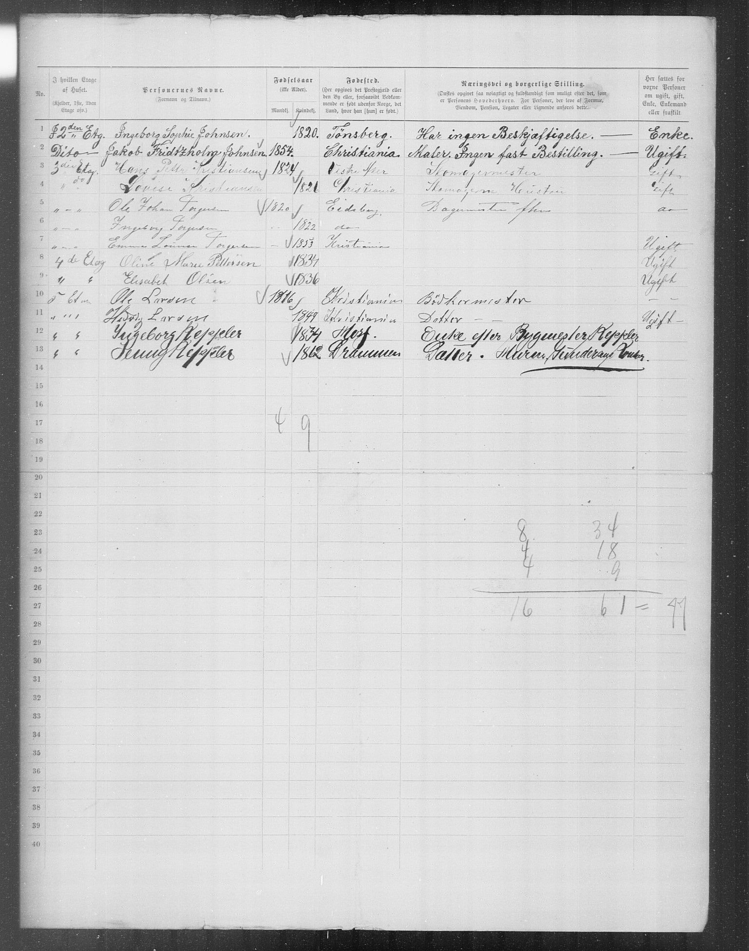 OBA, Kommunal folketelling 31.12.1899 for Kristiania kjøpstad, 1899, s. 11801