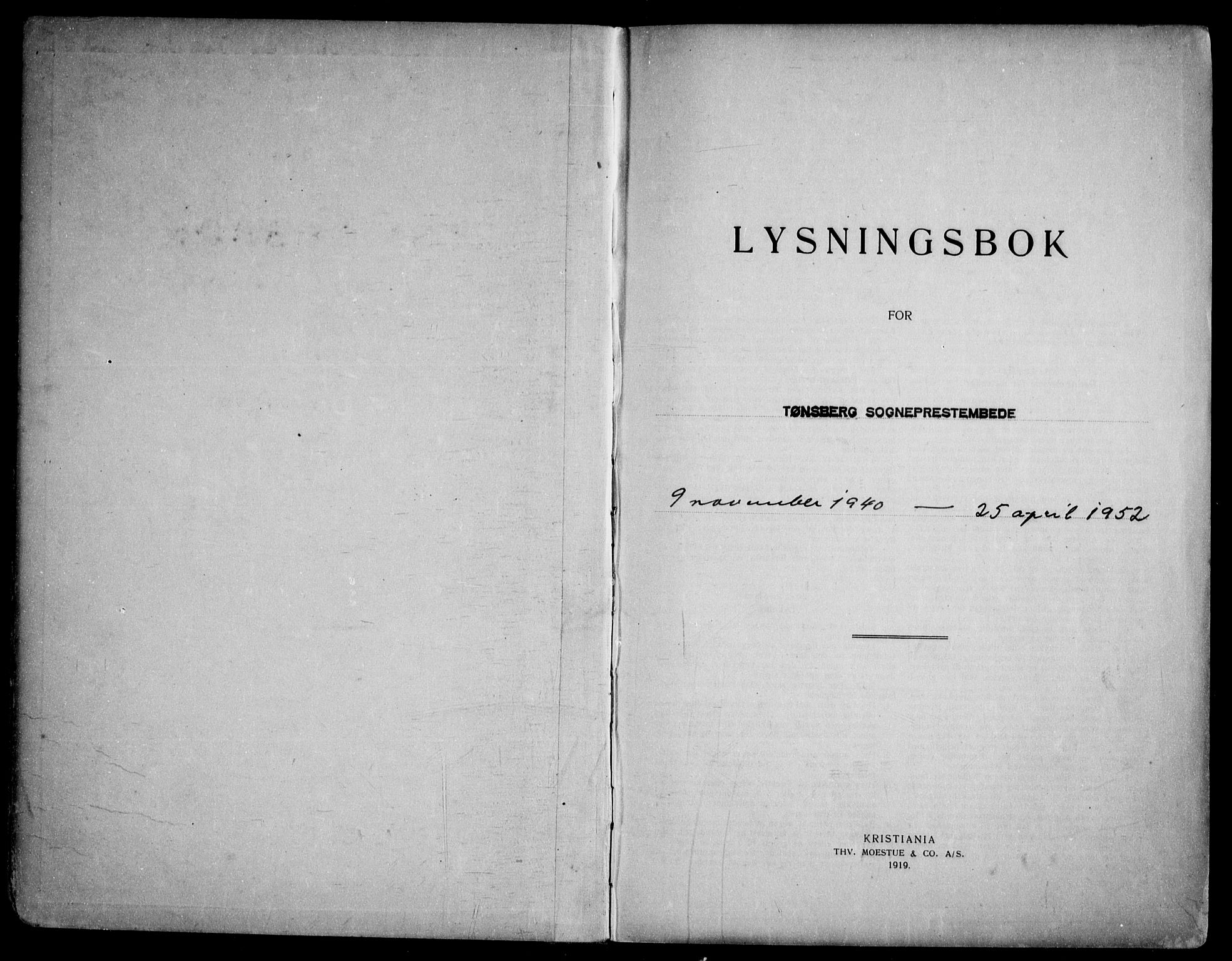 Tønsberg kirkebøker, AV/SAKO-A-330/H/Ha/L0009: Lysningsprotokoll nr. 9, 1940-1952