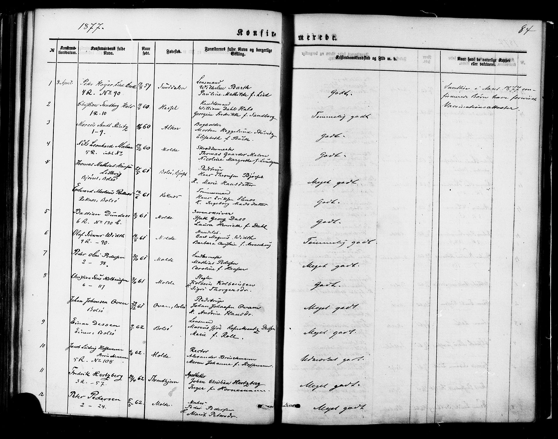 Ministerialprotokoller, klokkerbøker og fødselsregistre - Møre og Romsdal, SAT/A-1454/558/L0691: Ministerialbok nr. 558A05, 1873-1886, s. 84
