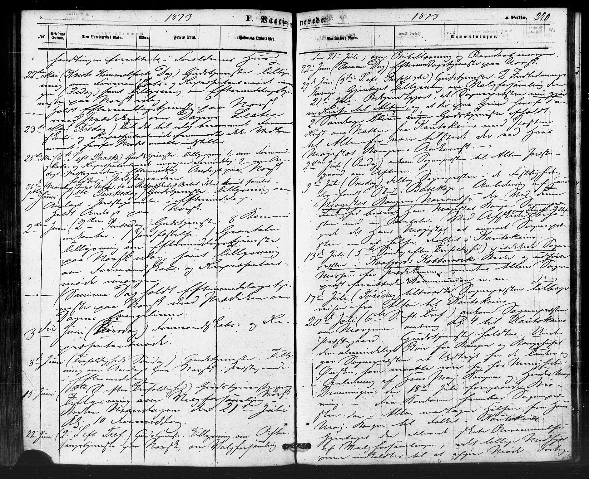 Kautokeino sokneprestembete, AV/SATØ-S-1340/H/Ha/L0003.kirke: Ministerialbok nr. 3, 1862-1879, s. 220