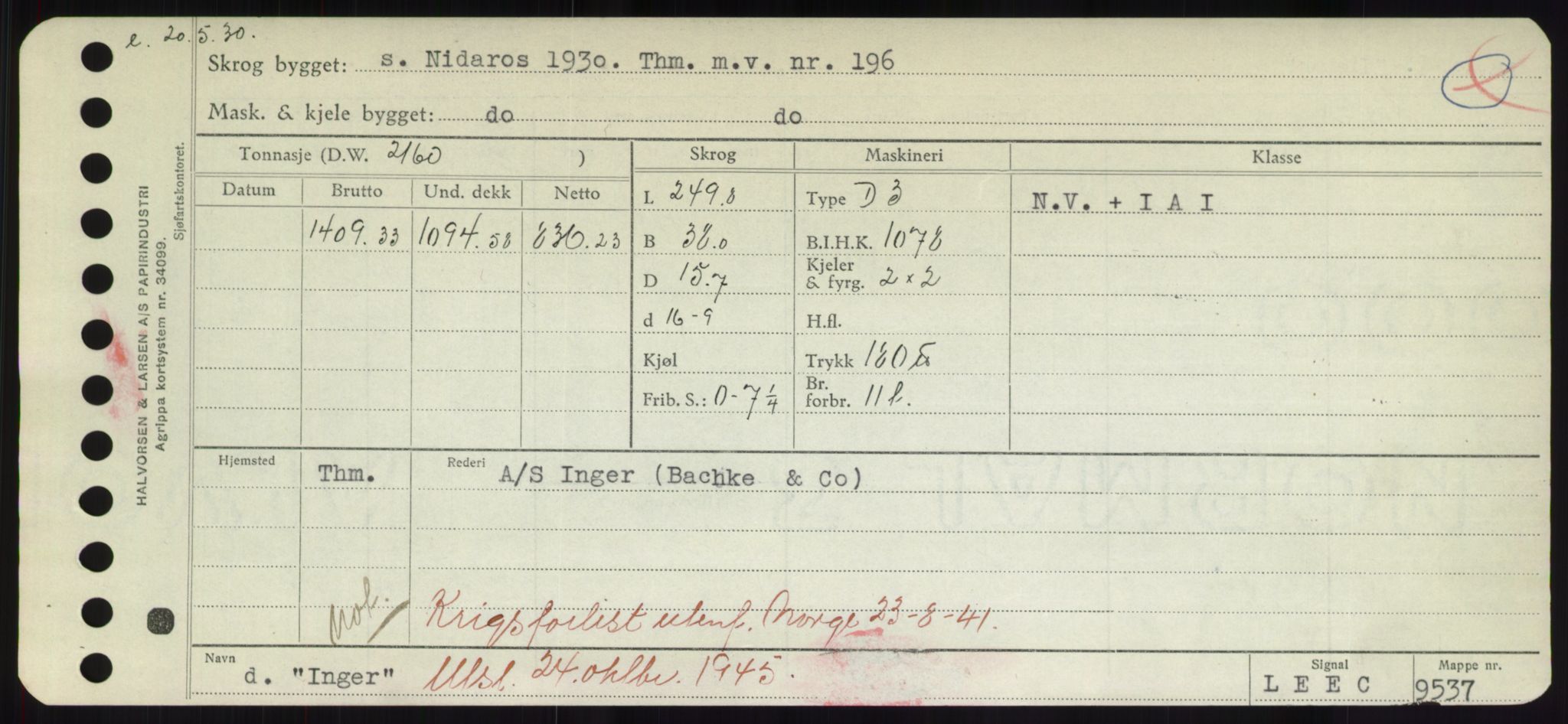 Sjøfartsdirektoratet med forløpere, Skipsmålingen, RA/S-1627/H/Hd/L0018: Fartøy, I, s. 127