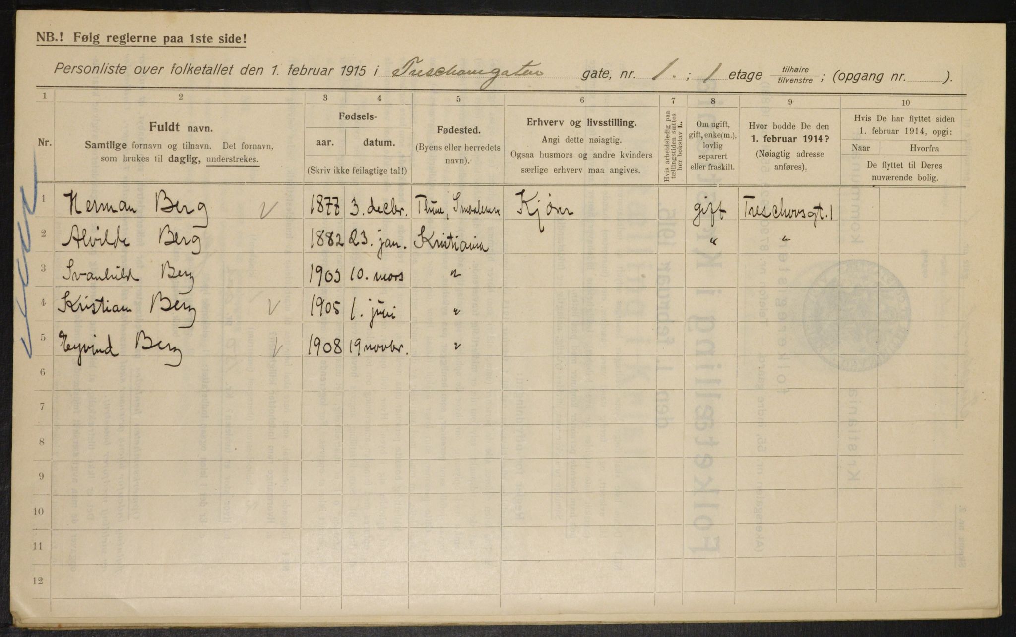 OBA, Kommunal folketelling 1.2.1915 for Kristiania, 1915, s. 115778