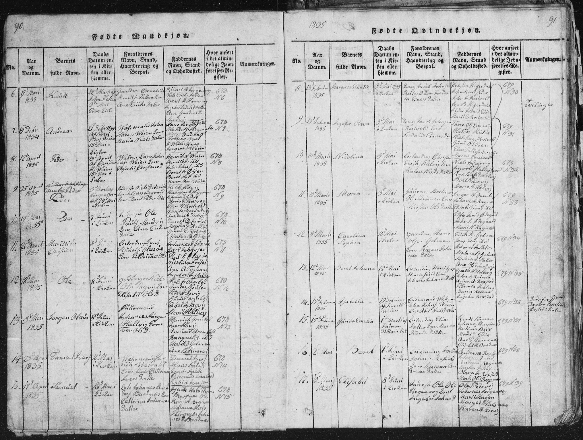 Ministerialprotokoller, klokkerbøker og fødselsregistre - Møre og Romsdal, AV/SAT-A-1454/581/L0942: Klokkerbok nr. 581C00, 1820-1836, s. 90-91