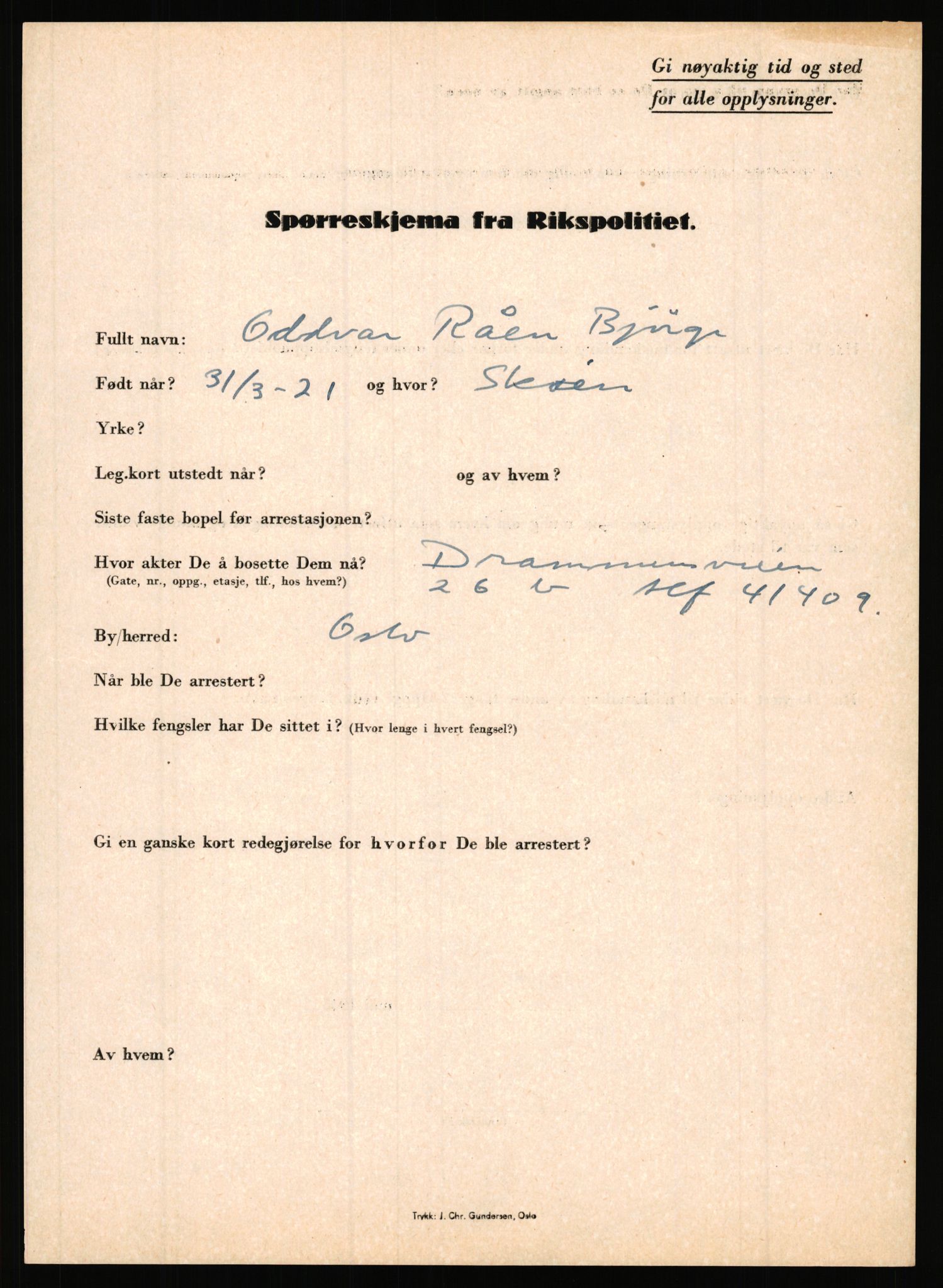 Rikspolitisjefen, AV/RA-S-1560/L/L0002: Berg, Alf - Bråthen, Thorleif, 1940-1945, s. 531