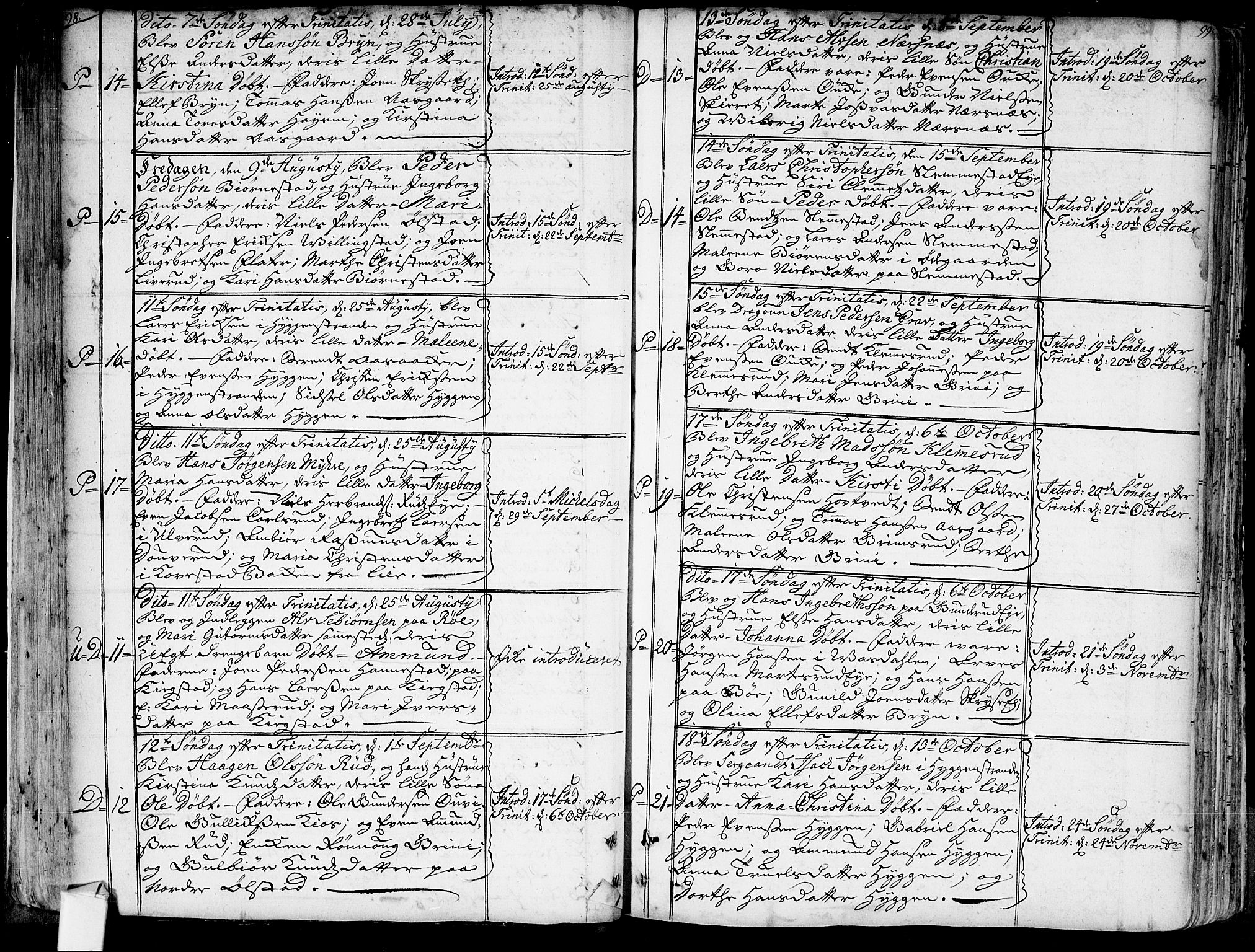 Røyken kirkebøker, AV/SAKO-A-241/G/Ga/L0001: Klokkerbok nr. 1, 1740-1768, s. 98-99