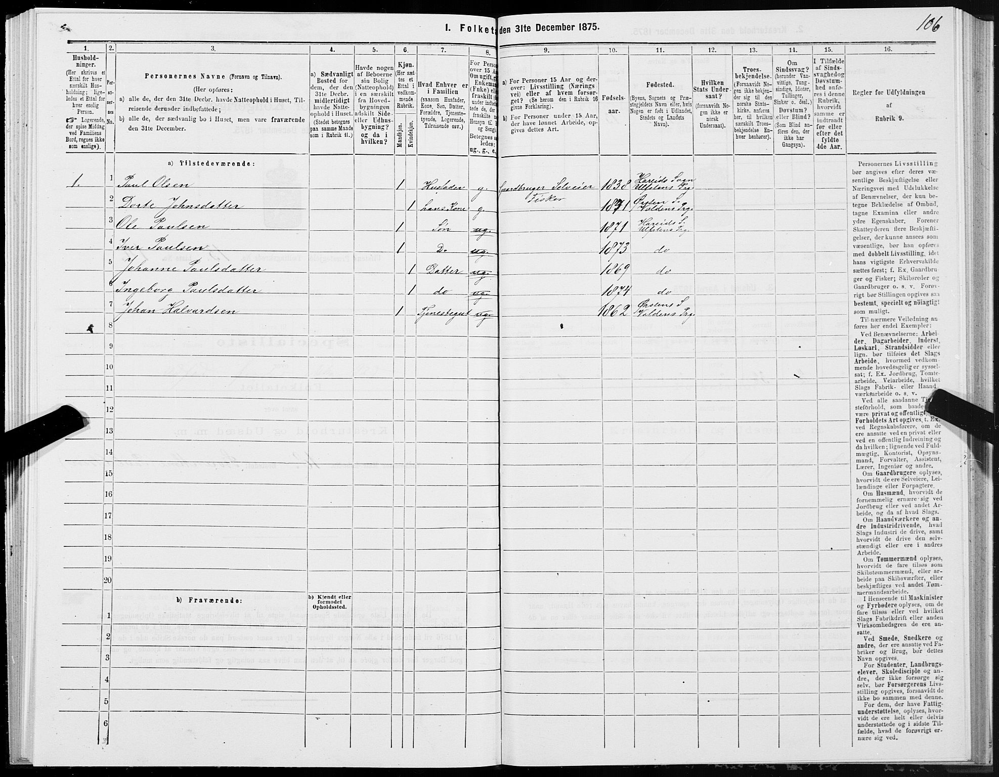 SAT, Folketelling 1875 for 1516P Ulstein prestegjeld, 1875, s. 5106