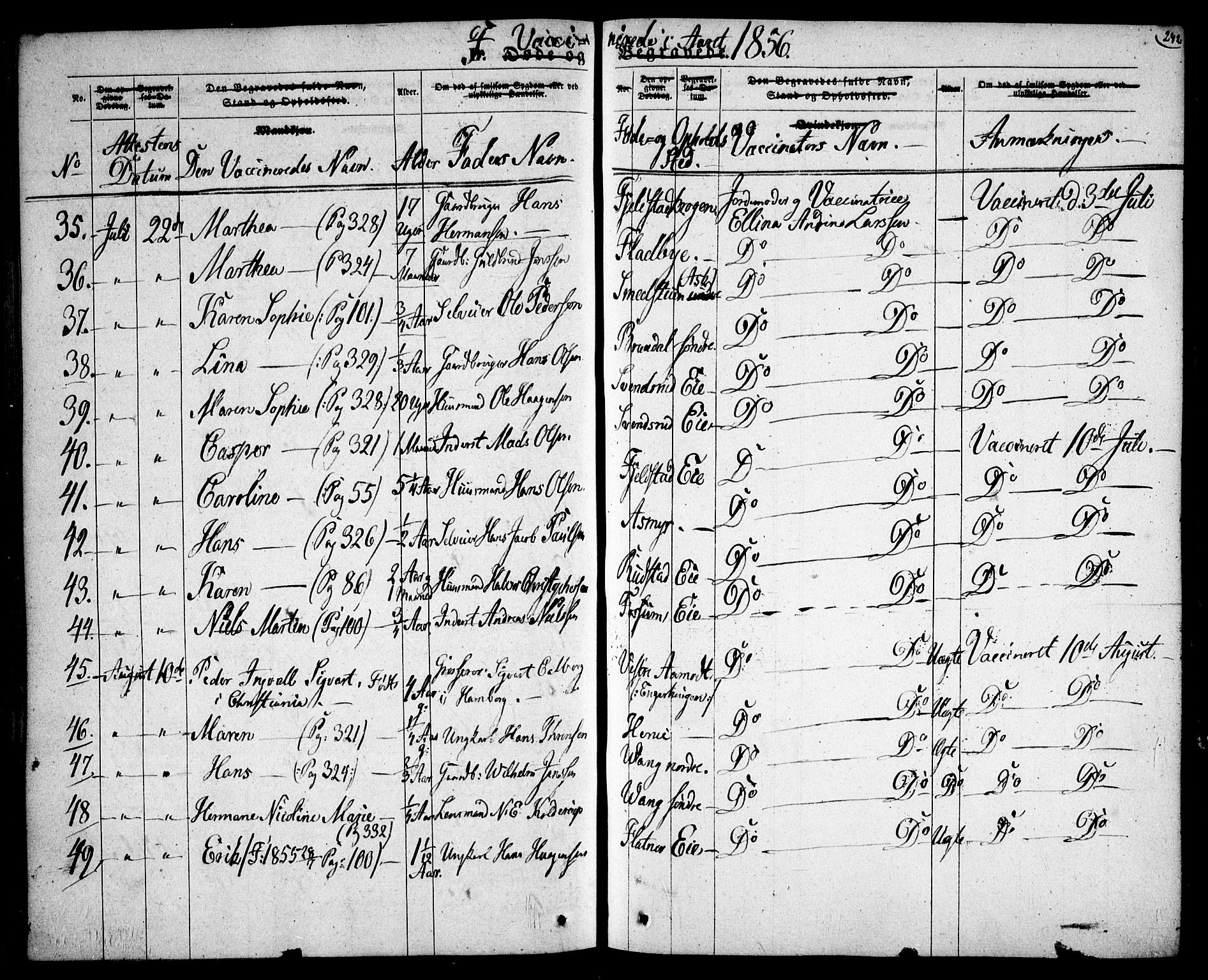 Gjerdrum prestekontor Kirkebøker, AV/SAO-A-10412b/F/Fa/L0006: Ministerialbok nr. I 6, 1845-1856, s. 242