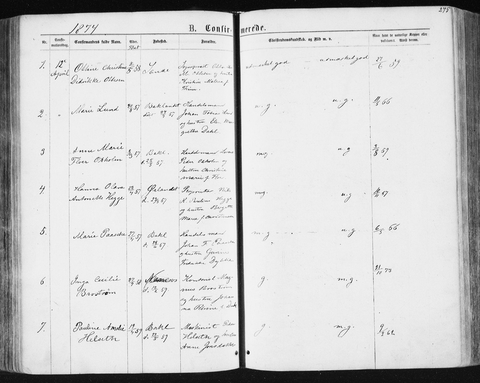 Ministerialprotokoller, klokkerbøker og fødselsregistre - Sør-Trøndelag, AV/SAT-A-1456/604/L0186: Ministerialbok nr. 604A07, 1866-1877, s. 275