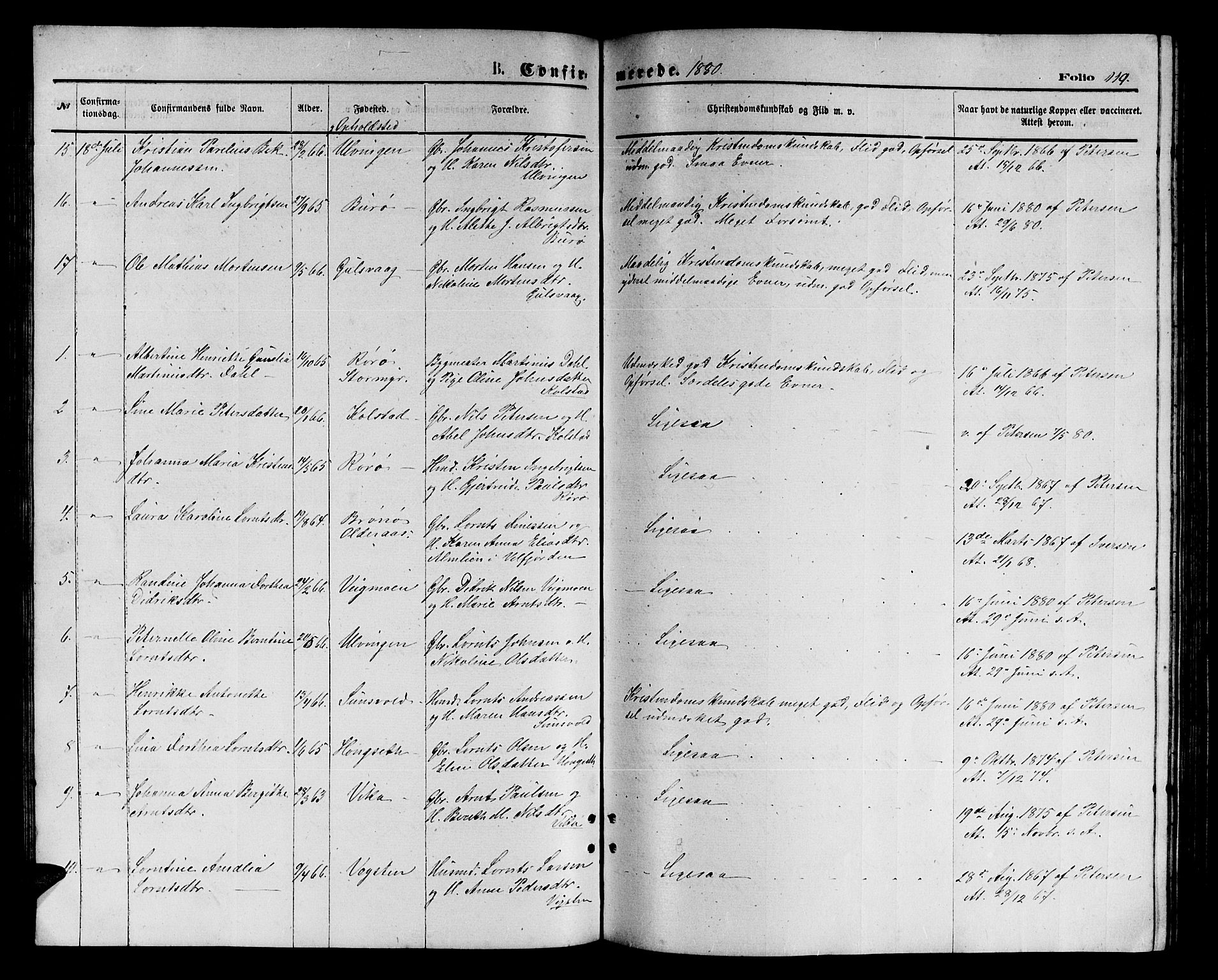 Ministerialprotokoller, klokkerbøker og fødselsregistre - Nordland, AV/SAT-A-1459/816/L0252: Klokkerbok nr. 816C02, 1871-1885, s. 119