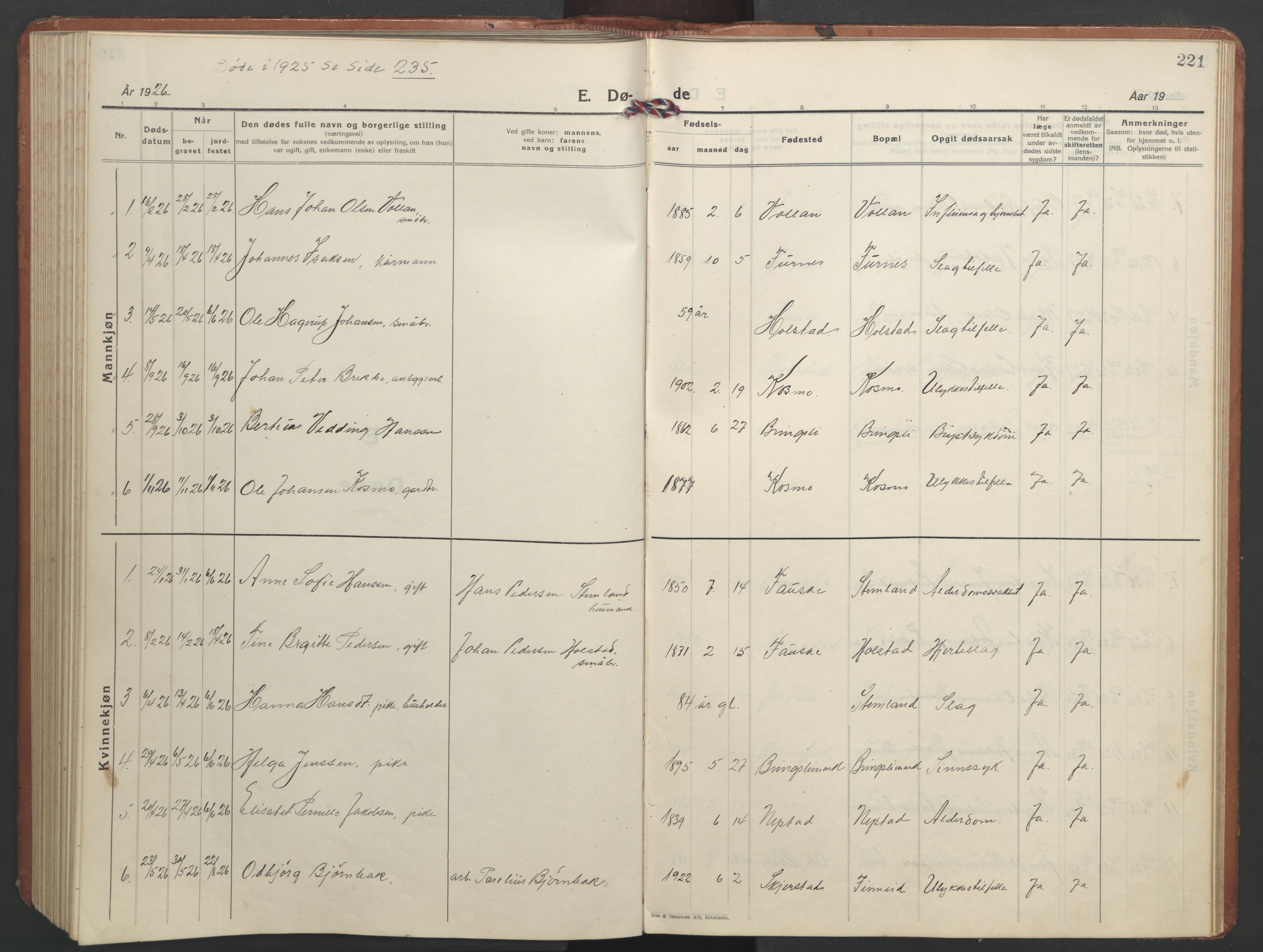 Ministerialprotokoller, klokkerbøker og fødselsregistre - Nordland, AV/SAT-A-1459/851/L0727: Klokkerbok nr. 851C02, 1925-1948, s. 221