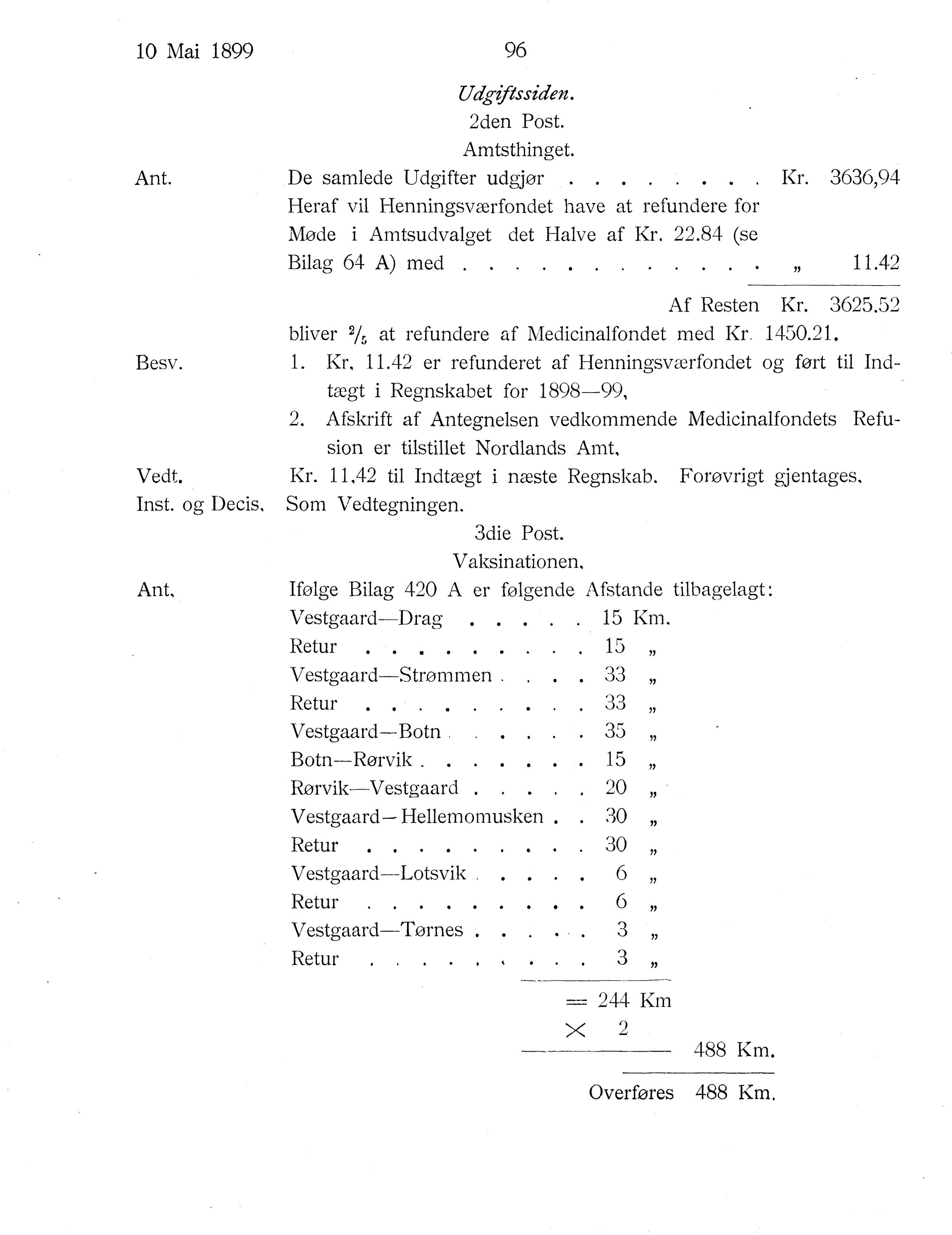 Nordland Fylkeskommune. Fylkestinget, AIN/NFK-17/176/A/Ac/L0022: Fylkestingsforhandlinger 1899, 1899