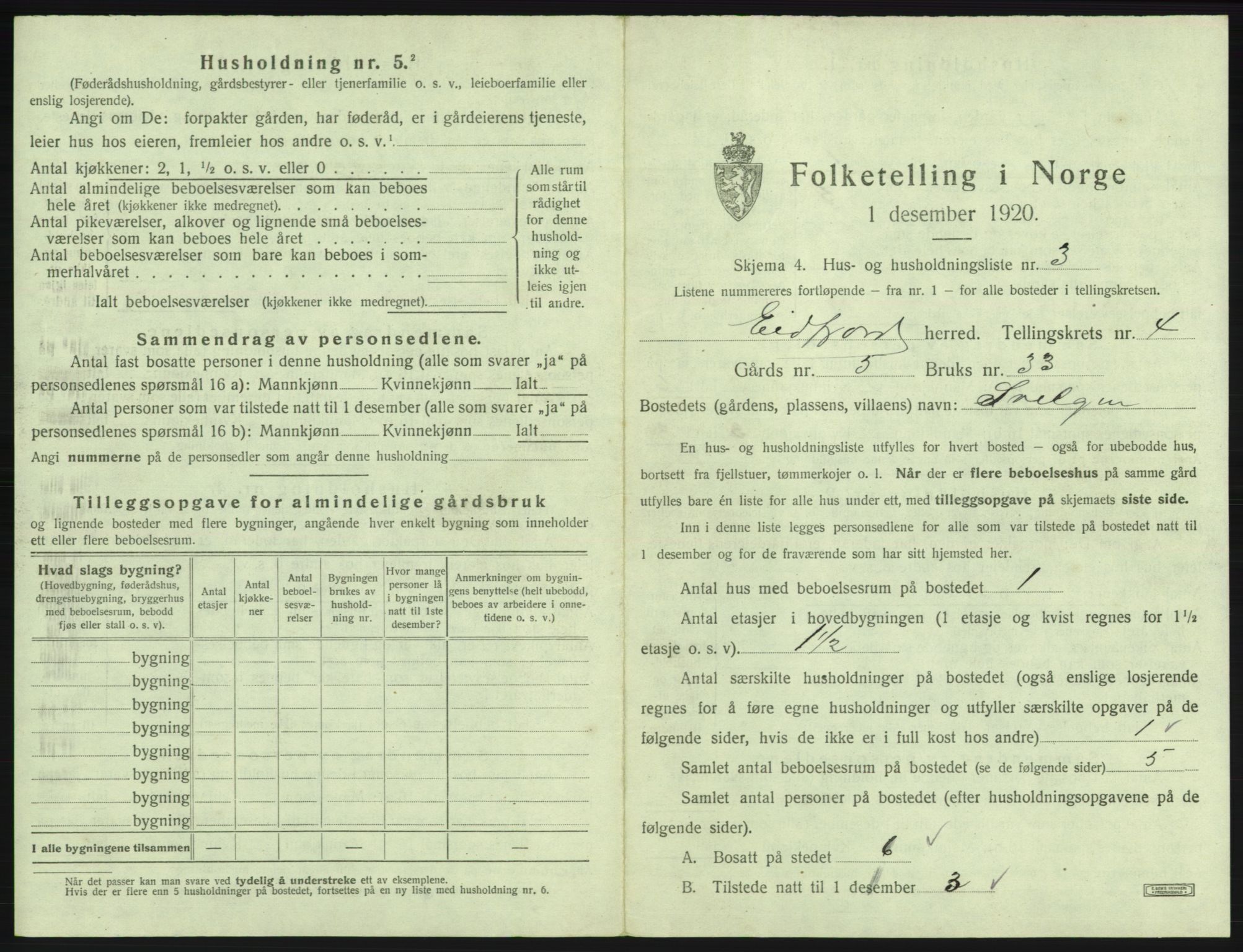 SAB, Folketelling 1920 for 1232 Eidfjord herred, 1920, s. 209