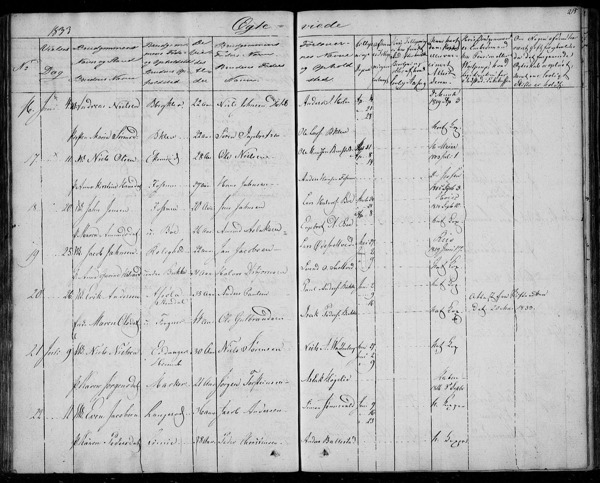 Gjerpen kirkebøker, AV/SAKO-A-265/F/Fa/L0006: Ministerialbok nr. I 6, 1829-1834, s. 215