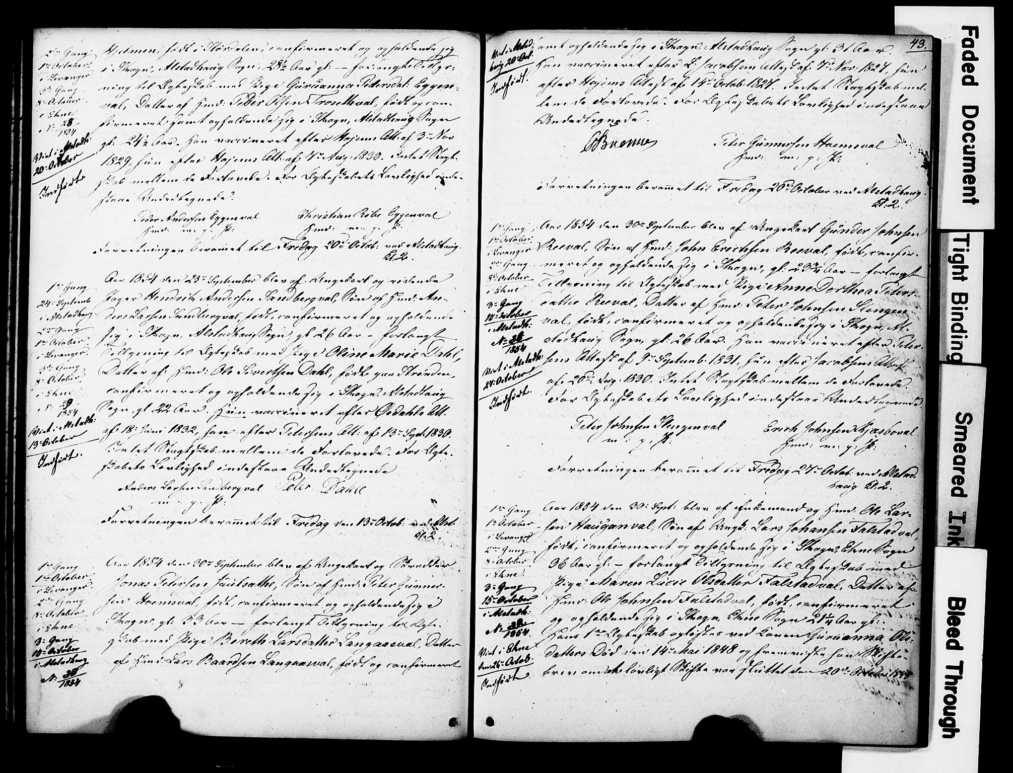 Ministerialprotokoller, klokkerbøker og fødselsregistre - Nord-Trøndelag, AV/SAT-A-1458/717/L0161: Forlovererklæringer nr. 717A11, 1850-1895, s. 43