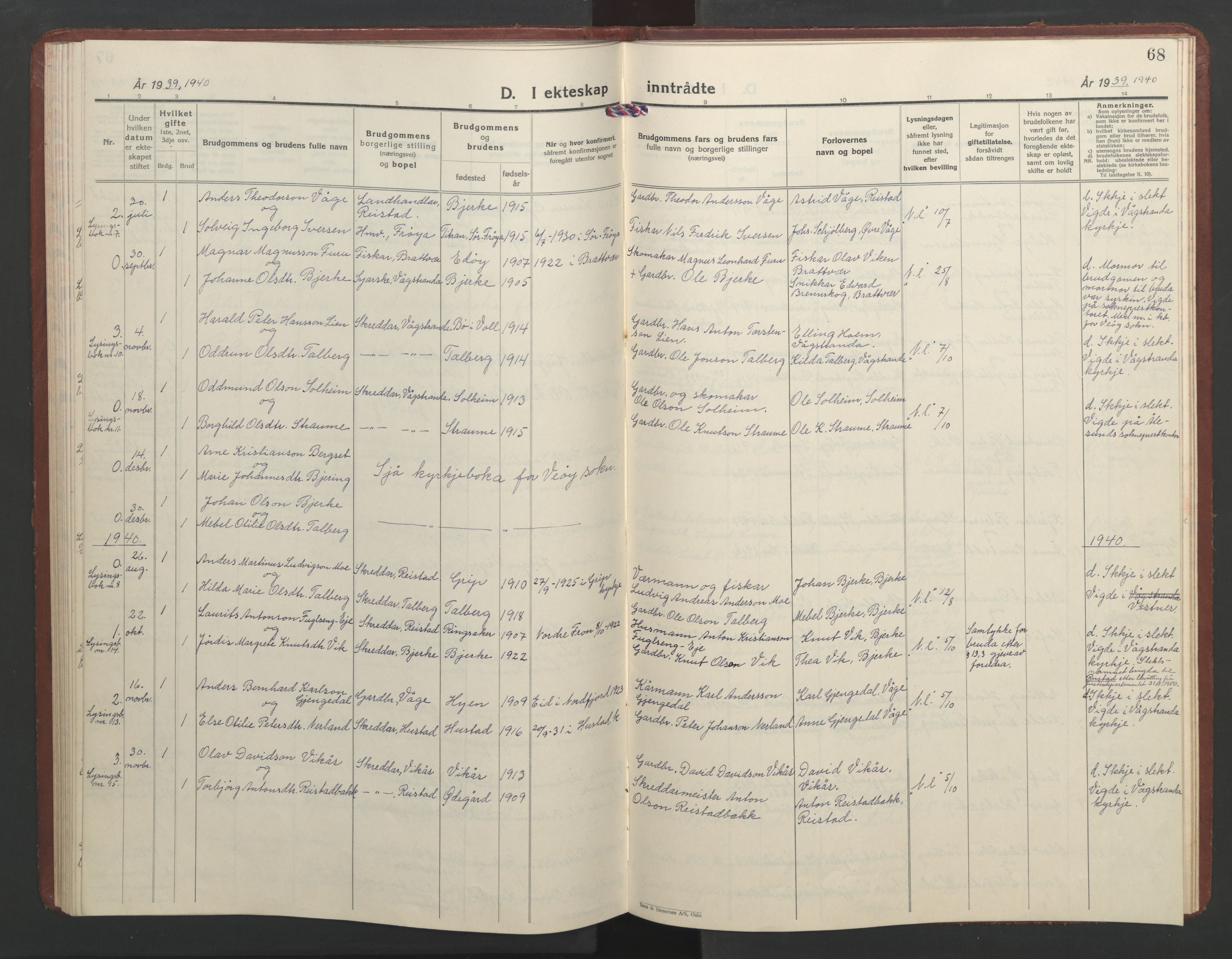 Ministerialprotokoller, klokkerbøker og fødselsregistre - Møre og Romsdal, AV/SAT-A-1454/550/L0619: Klokkerbok nr. 550C02, 1928-1967, s. 68