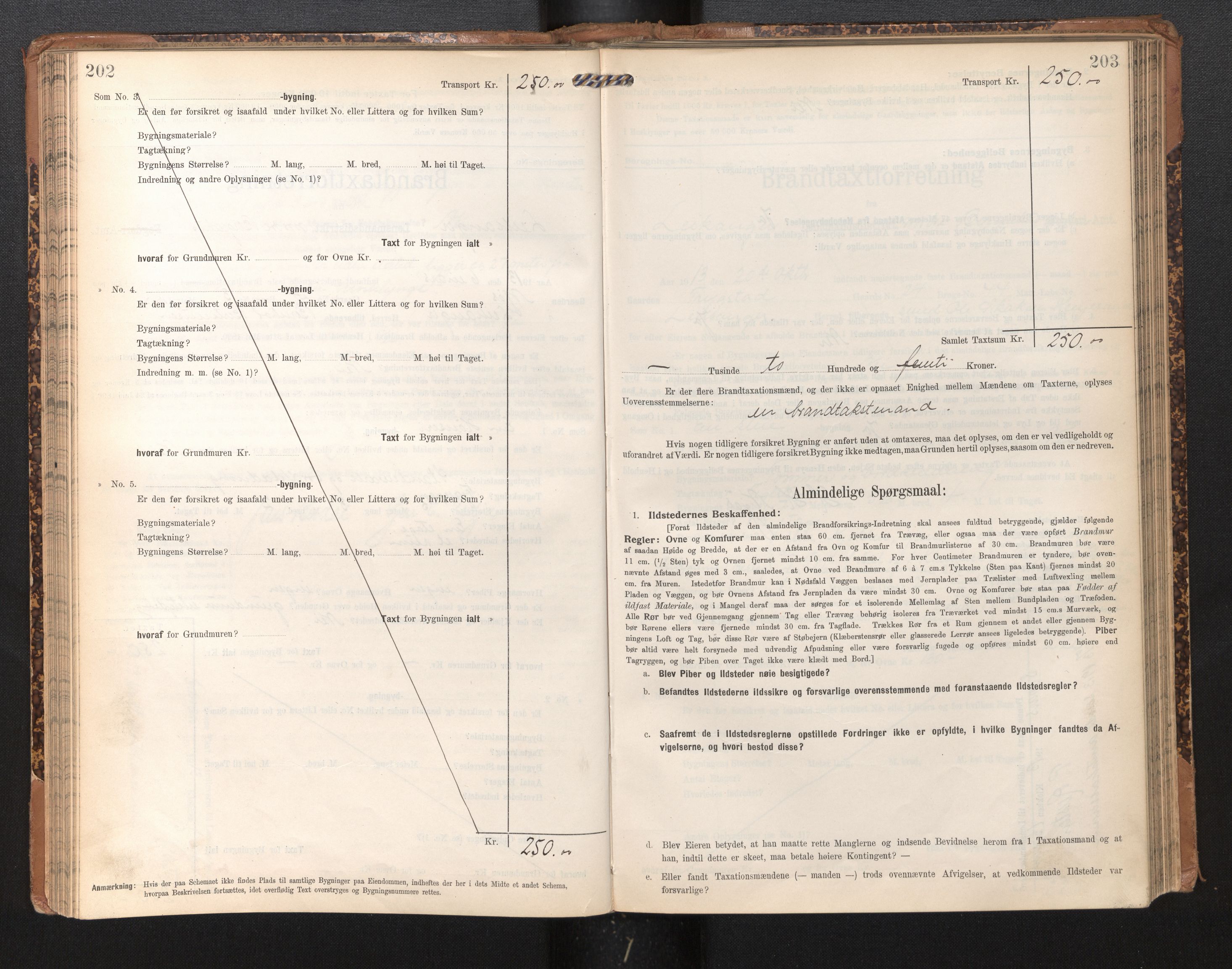 Lensmannen i Leikanger, AV/SAB-A-29201/0012/L0005: Branntakstprotokoll, skjematakst, 1907-1917, s. 202-203