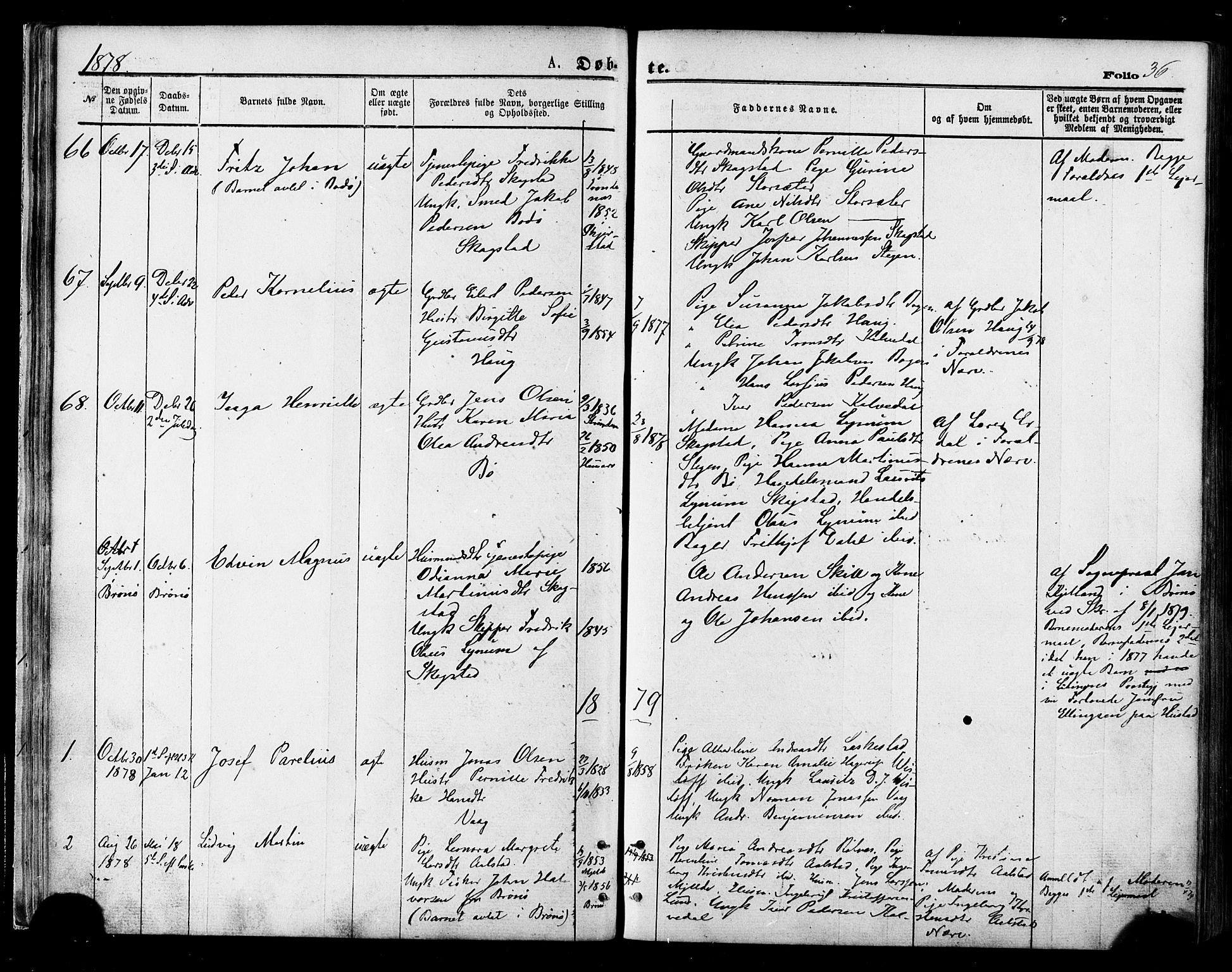 Ministerialprotokoller, klokkerbøker og fødselsregistre - Nordland, AV/SAT-A-1459/855/L0802: Ministerialbok nr. 855A10, 1875-1886, s. 36