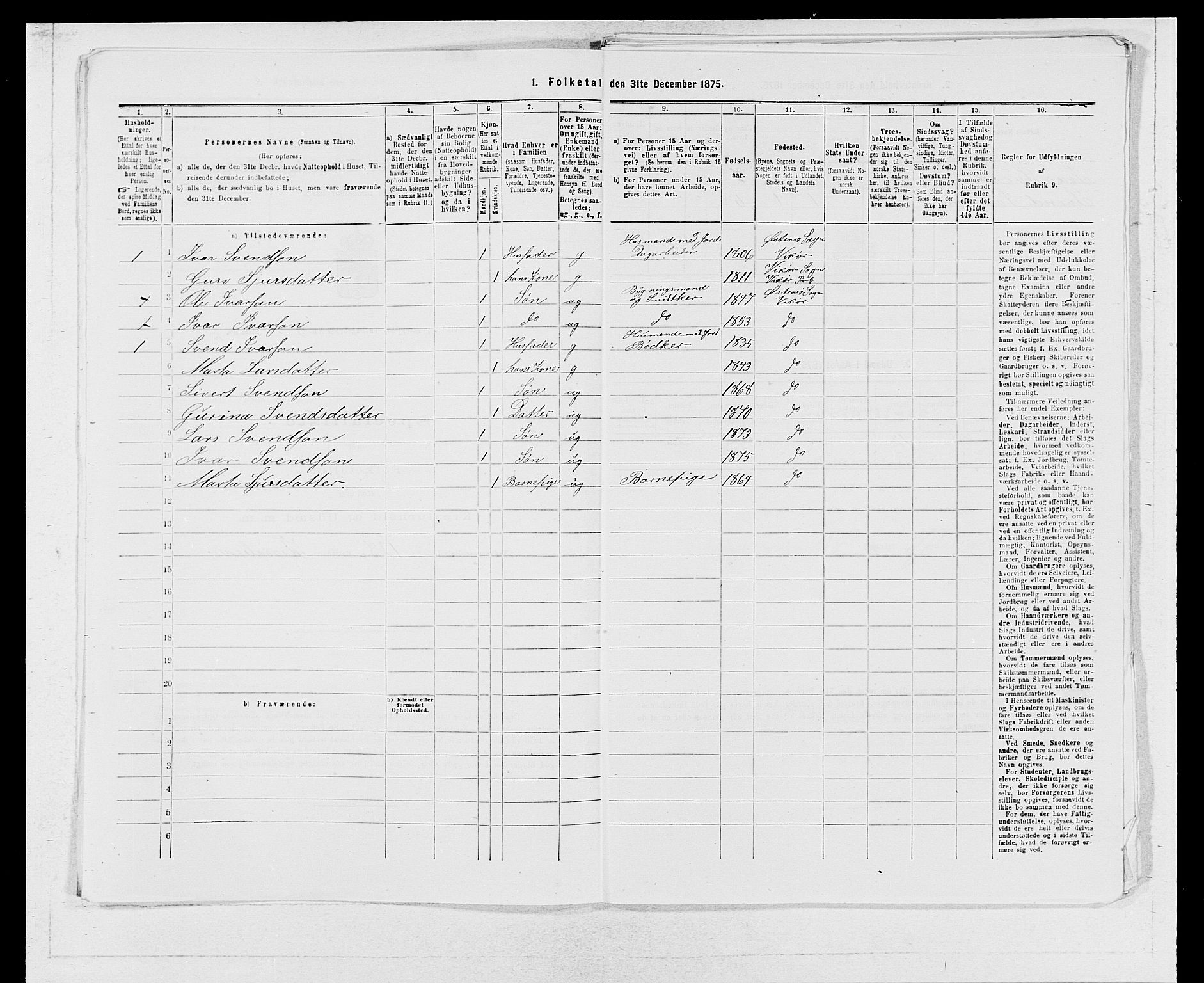 SAB, Folketelling 1875 for 1238P Vikør prestegjeld, 1875, s. 679