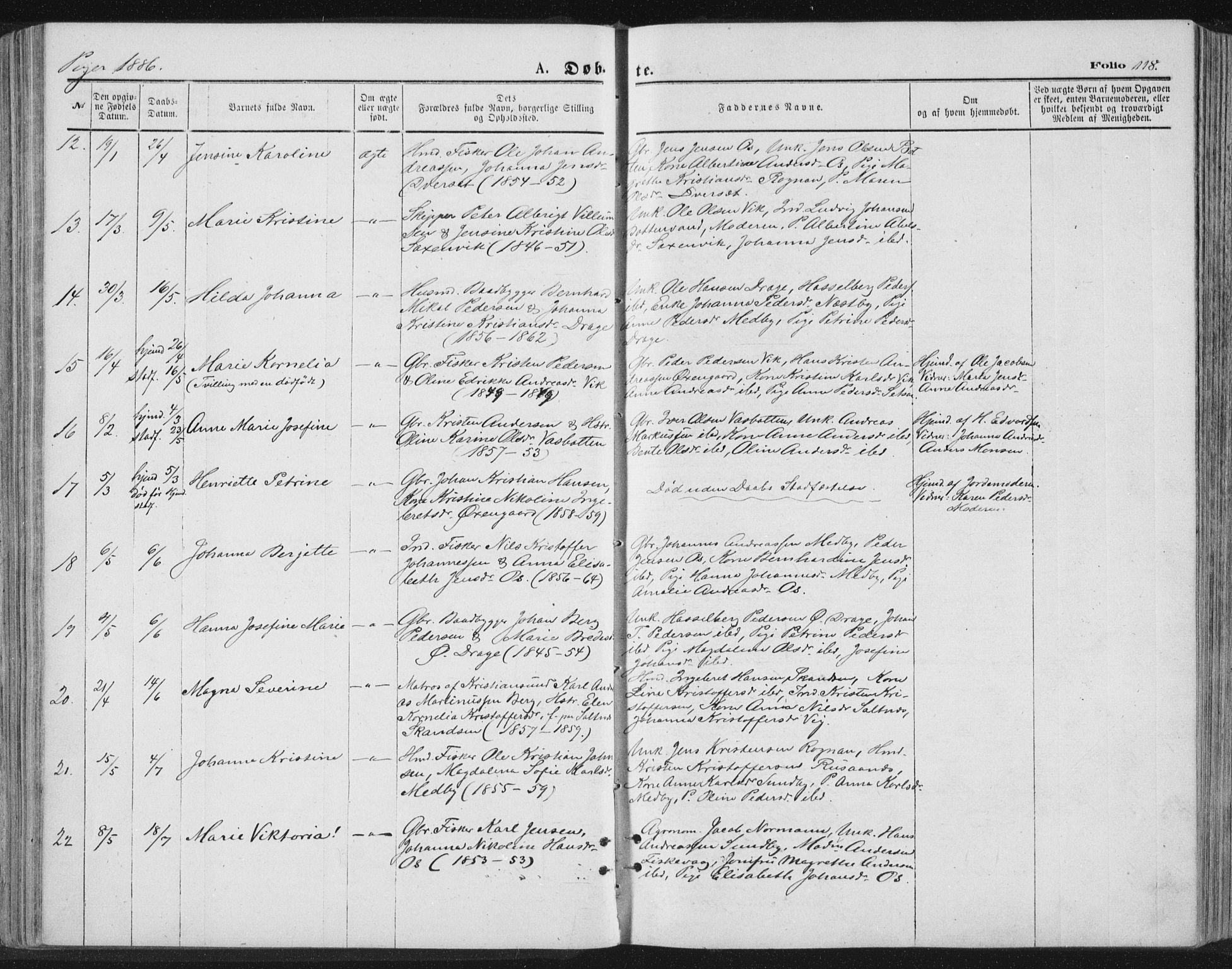 Ministerialprotokoller, klokkerbøker og fødselsregistre - Nordland, AV/SAT-A-1459/847/L0668: Ministerialbok nr. 847A08, 1872-1886, s. 118