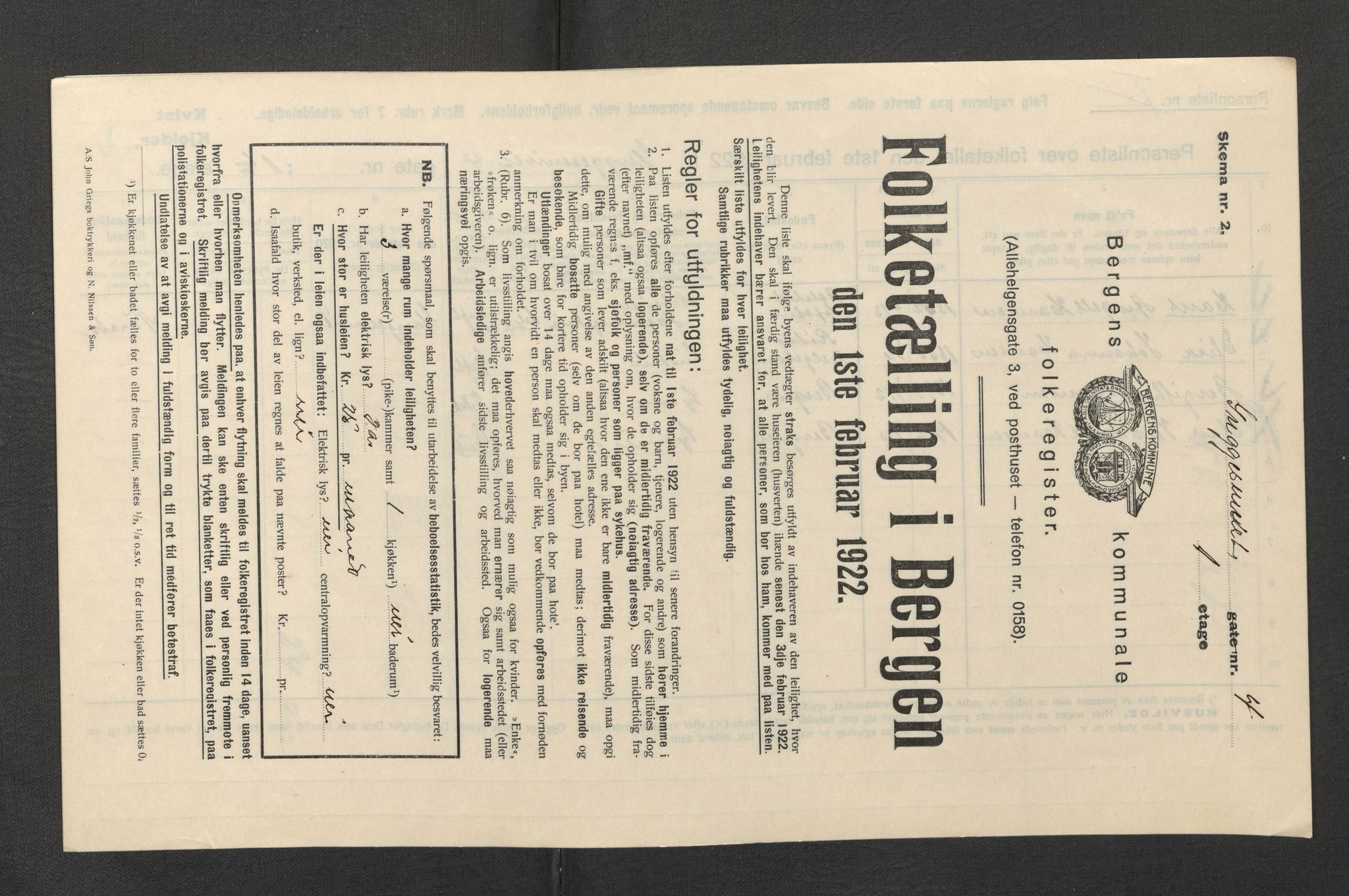 SAB, Kommunal folketelling 1922 for Bergen kjøpstad, 1922, s. 11142
