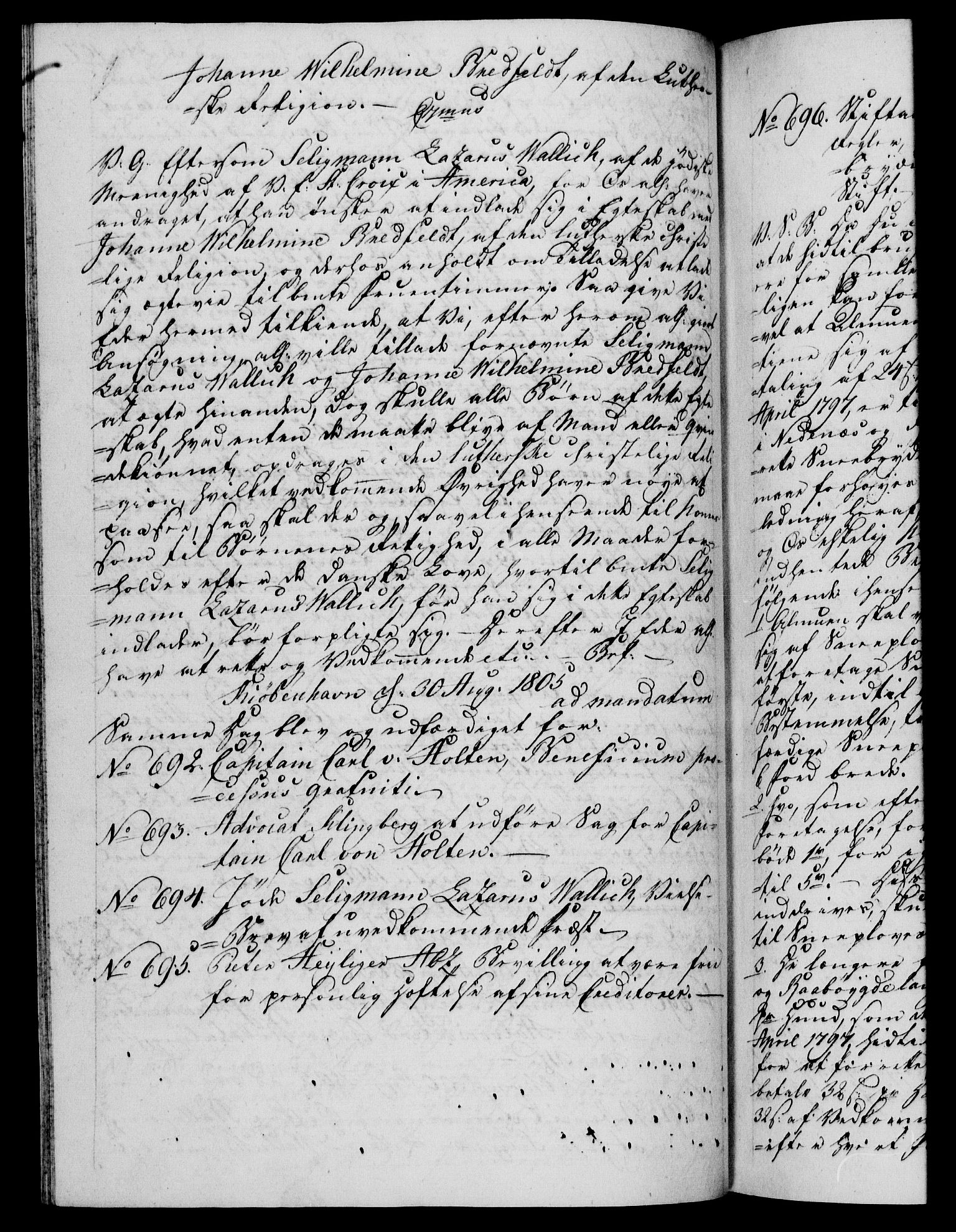 Danske Kanselli 1800-1814, RA/EA-3024/H/Hf/Hfb/Hfba/L0003: Registranter, 1805-1807, s. 107b