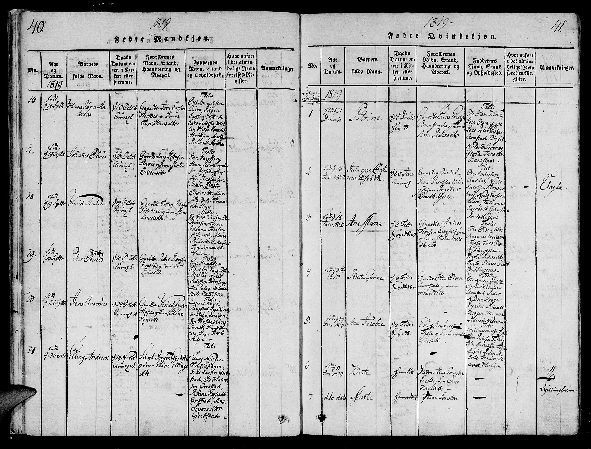 Ministerialprotokoller, klokkerbøker og fødselsregistre - Møre og Romsdal, SAT/A-1454/522/L0310: Ministerialbok nr. 522A05, 1816-1832, s. 40-41