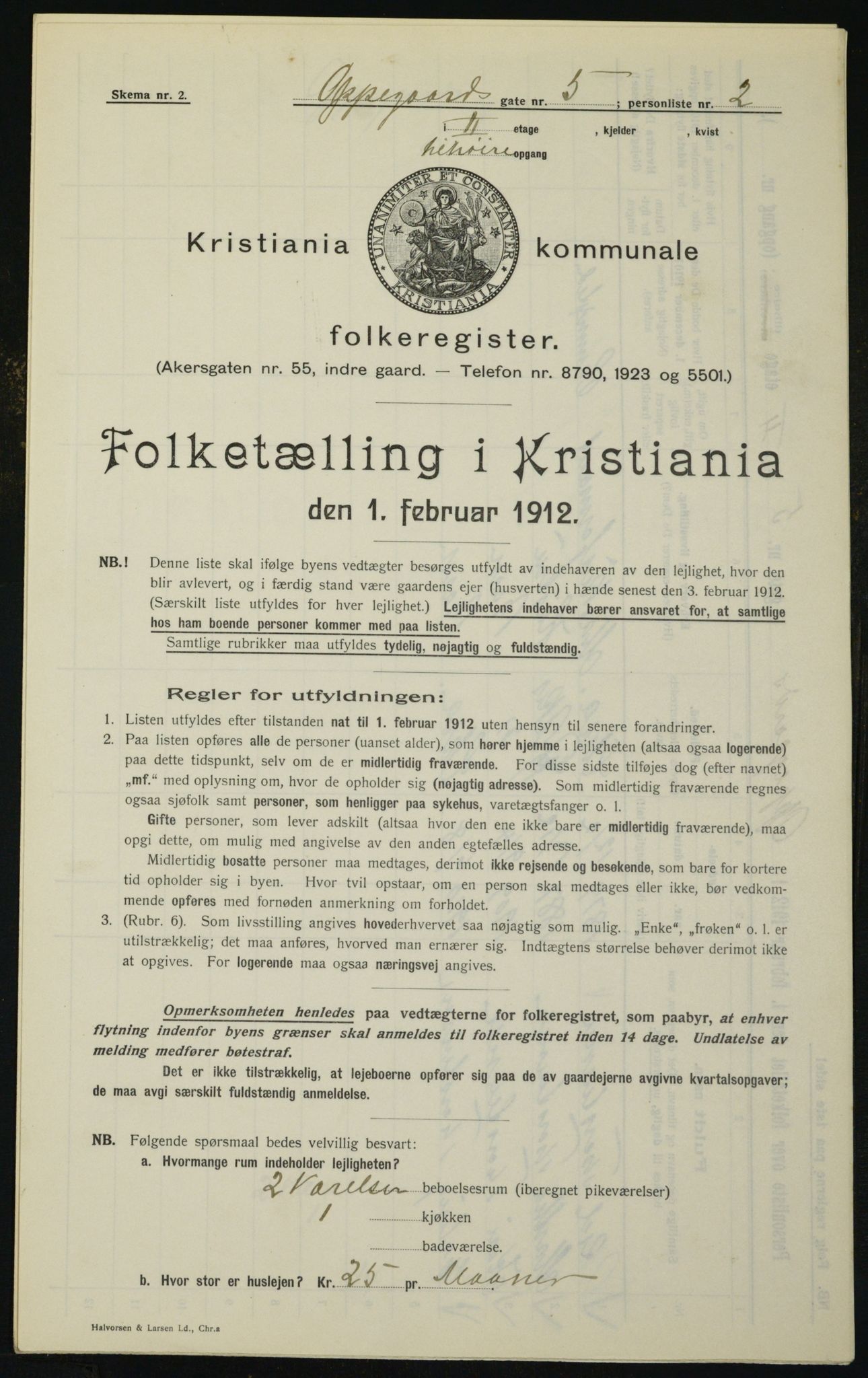 OBA, Kommunal folketelling 1.2.1912 for Kristiania, 1912, s. 76303
