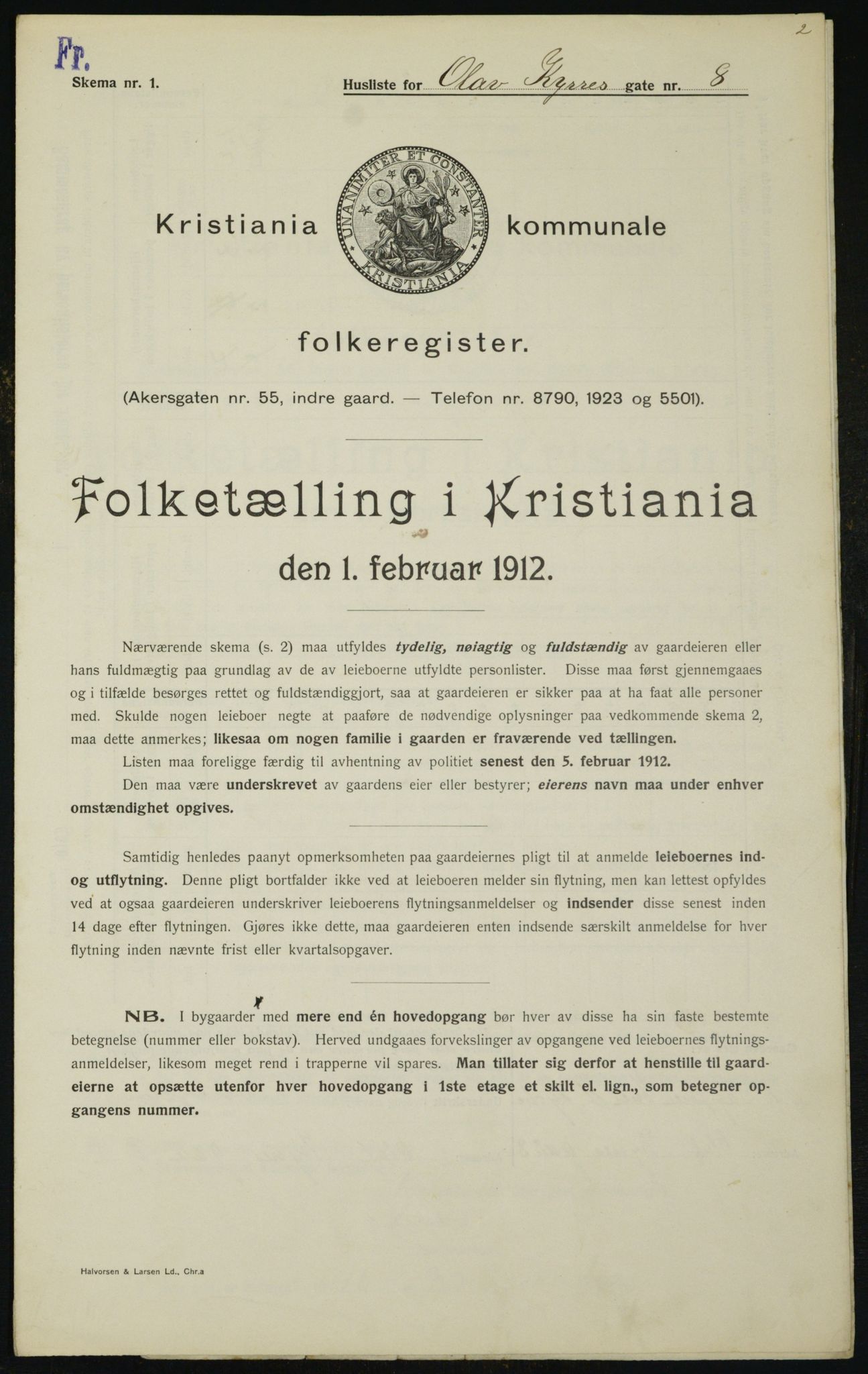 OBA, Kommunal folketelling 1.2.1912 for Kristiania, 1912, s. 75977