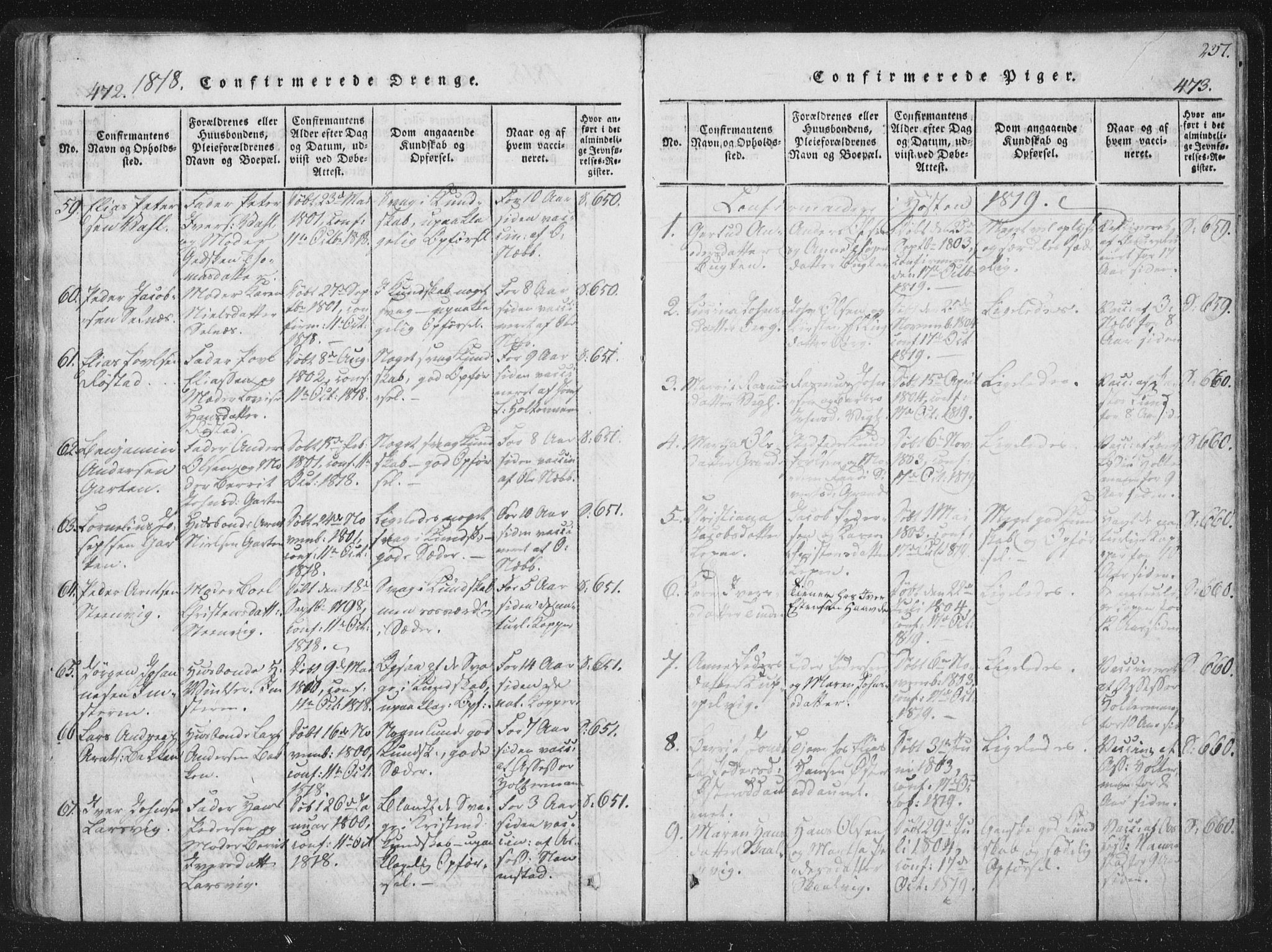 Ministerialprotokoller, klokkerbøker og fødselsregistre - Sør-Trøndelag, SAT/A-1456/659/L0734: Ministerialbok nr. 659A04, 1818-1825, s. 472-473