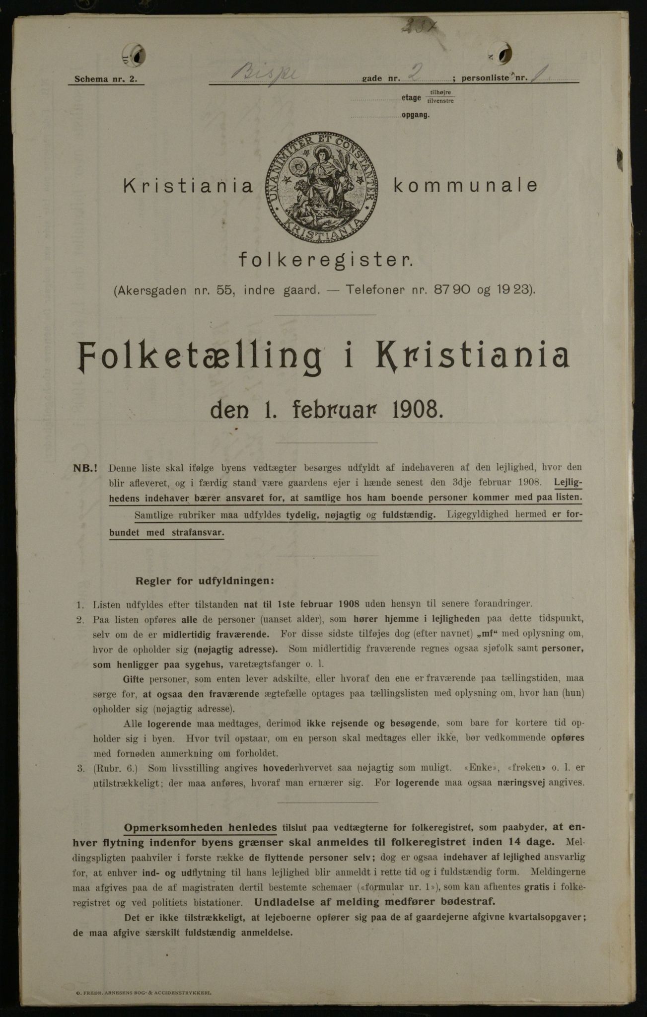OBA, Kommunal folketelling 1.2.1908 for Kristiania kjøpstad, 1908, s. 5256