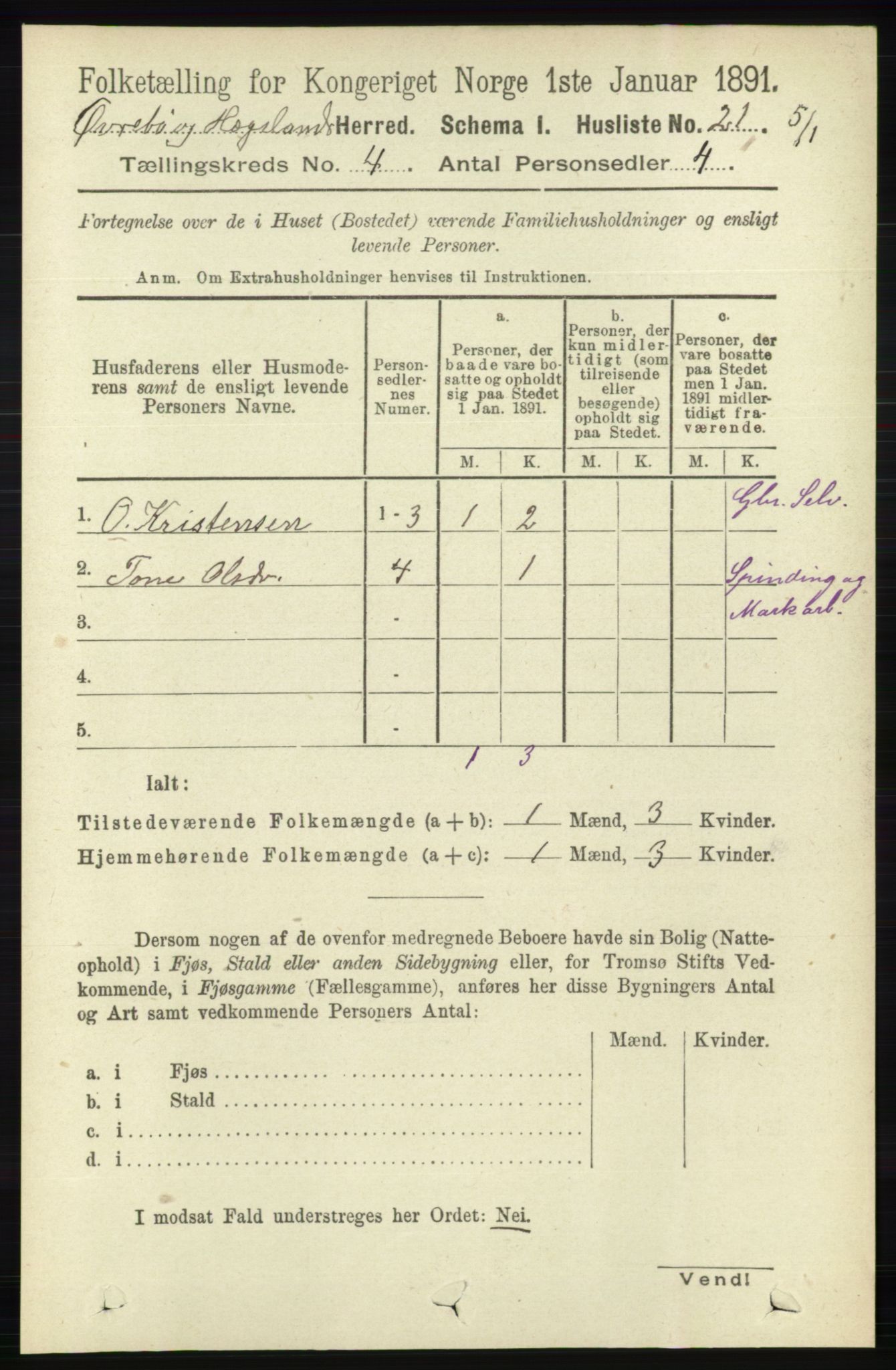 RA, Folketelling 1891 for 1016 Øvrebø og Hægeland herred, 1891, s. 669