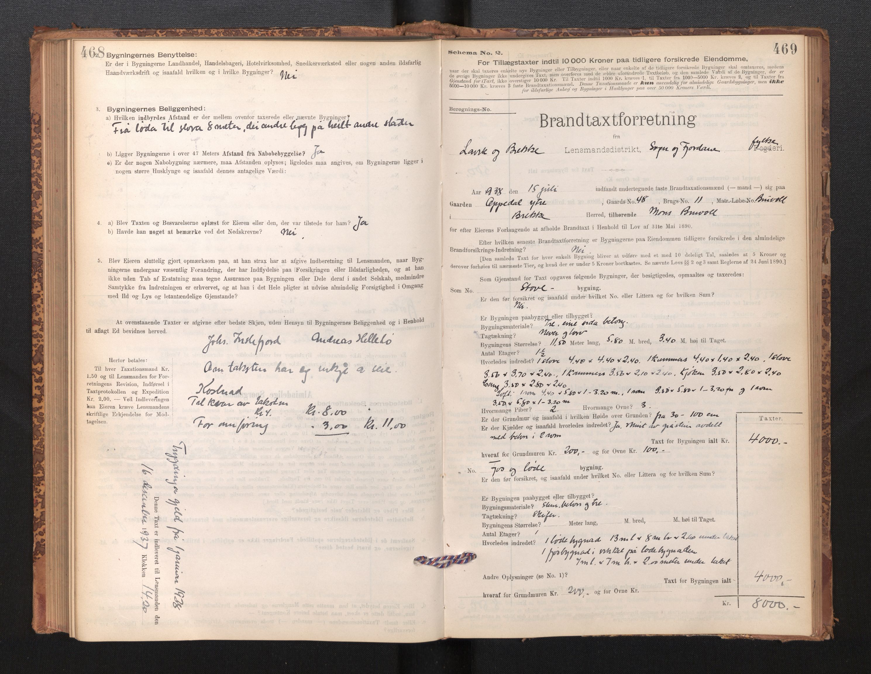 Lensmannen i Lavik, SAB/A-29101/0012/L0002: Branntakstprotokoll, skjematakst, 1895-1933, s. 468-469
