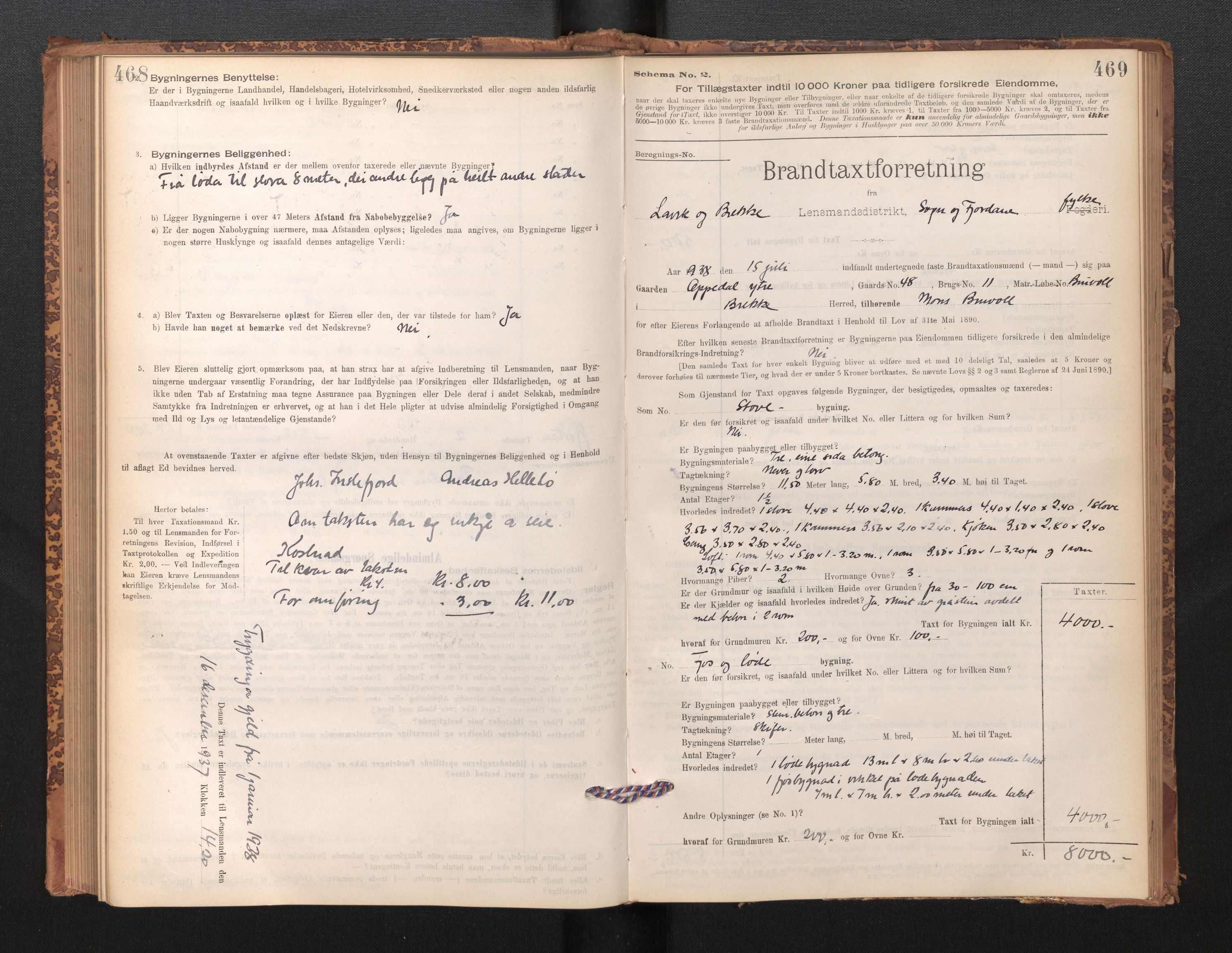 Lensmannen i Lavik, AV/SAB-A-29101/0012/L0002: Branntakstprotokoll, skjematakst, 1895-1933, s. 468-469