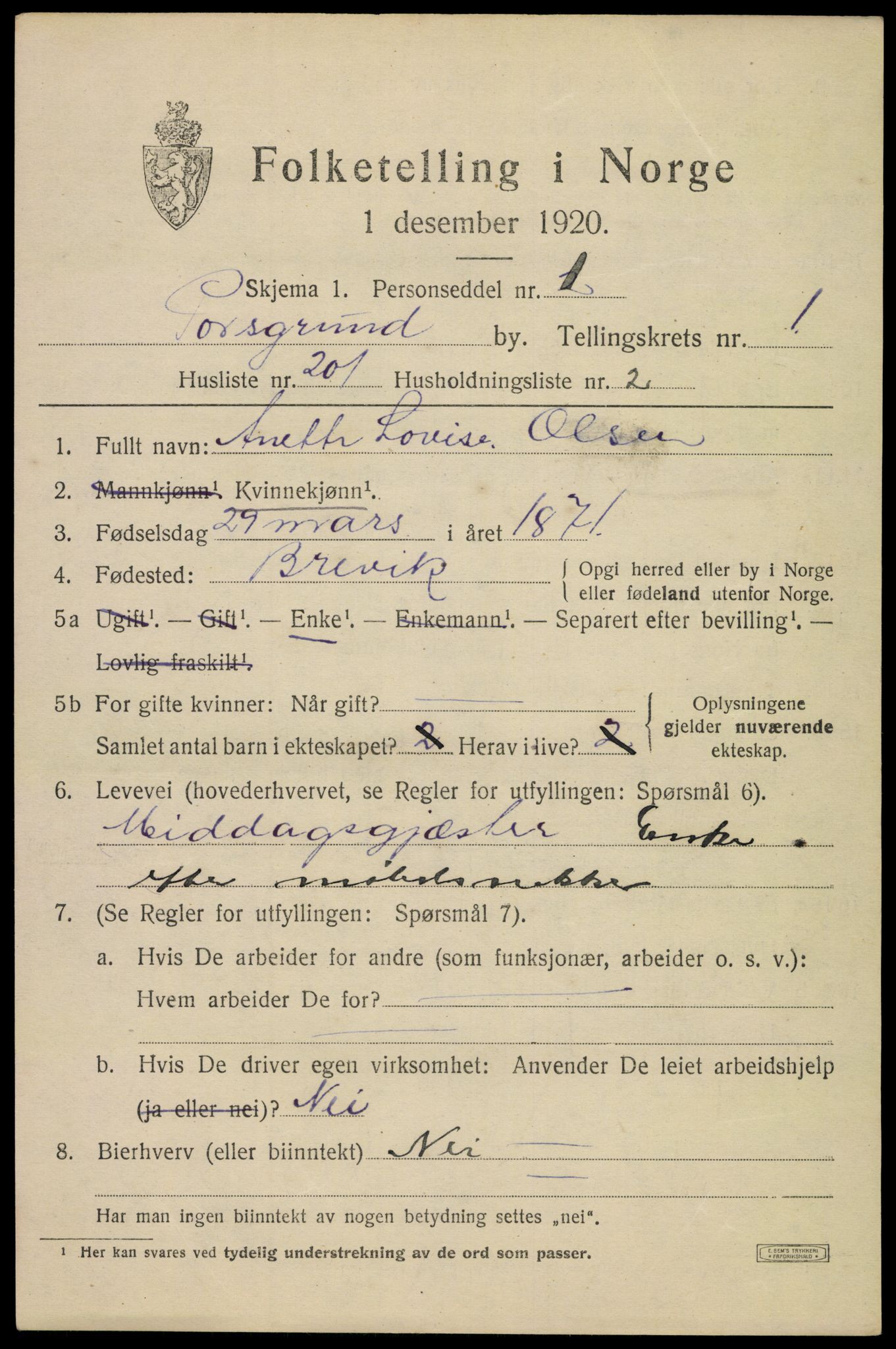 SAKO, Folketelling 1920 for 0805 Porsgrunn kjøpstad, 1920, s. 9411