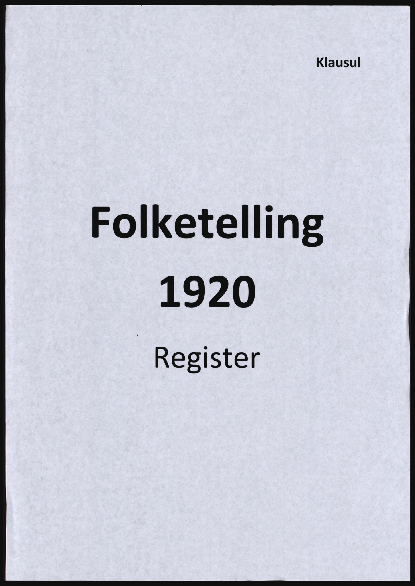 SAST, Avskrift av folketellingen 1920 for Håland herred, 1920, s. 1