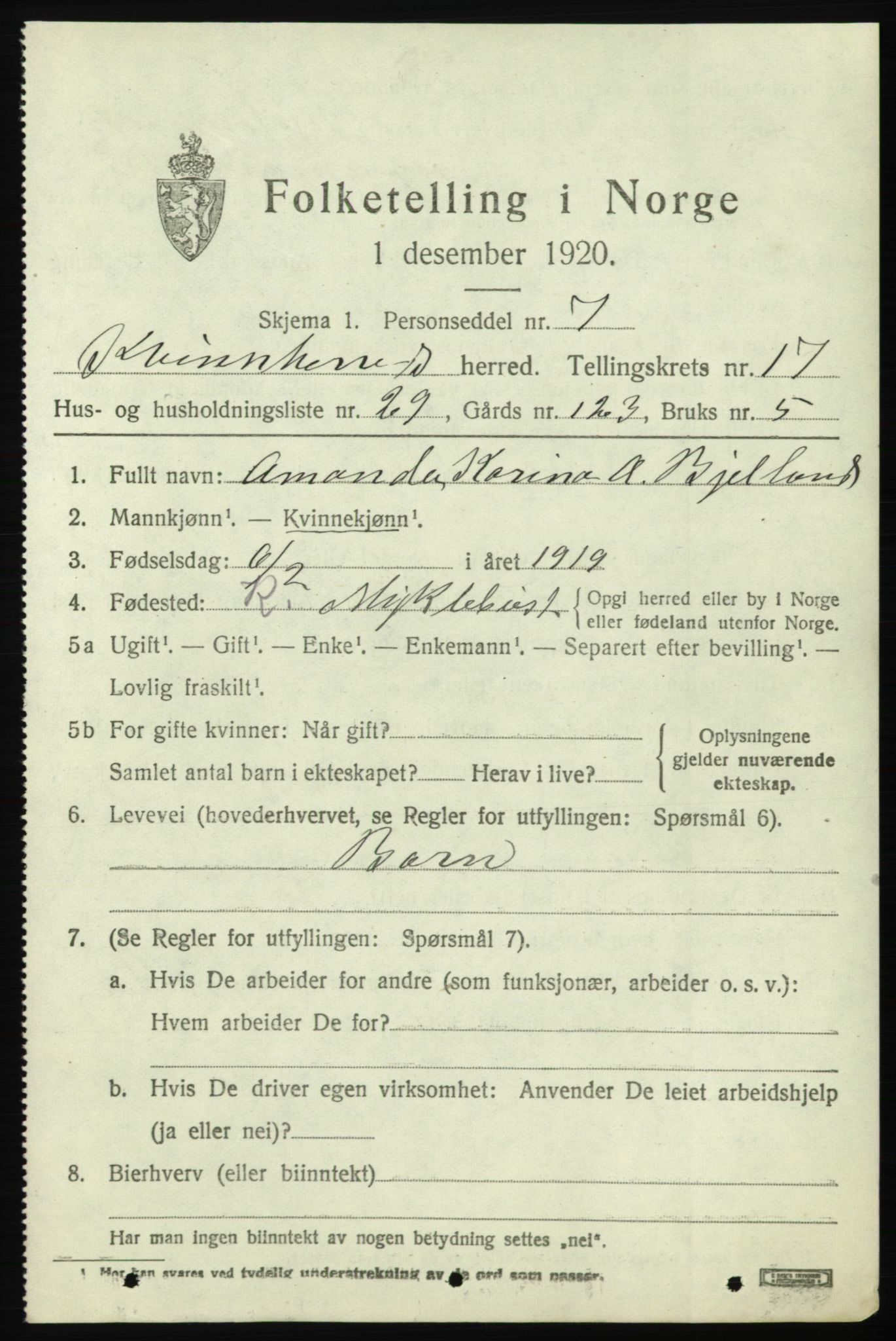 SAB, Folketelling 1920 for 1224 Kvinnherad herred, 1920, s. 10798