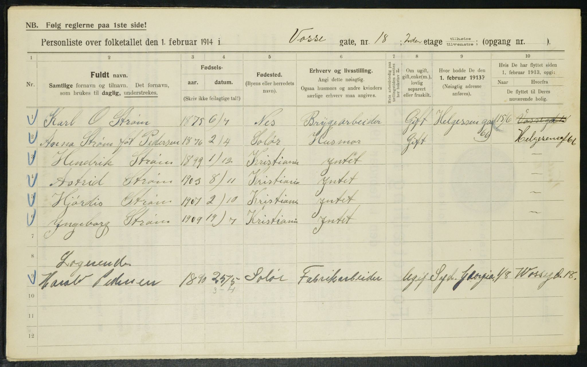 OBA, Kommunal folketelling 1.2.1914 for Kristiania, 1914, s. 126524