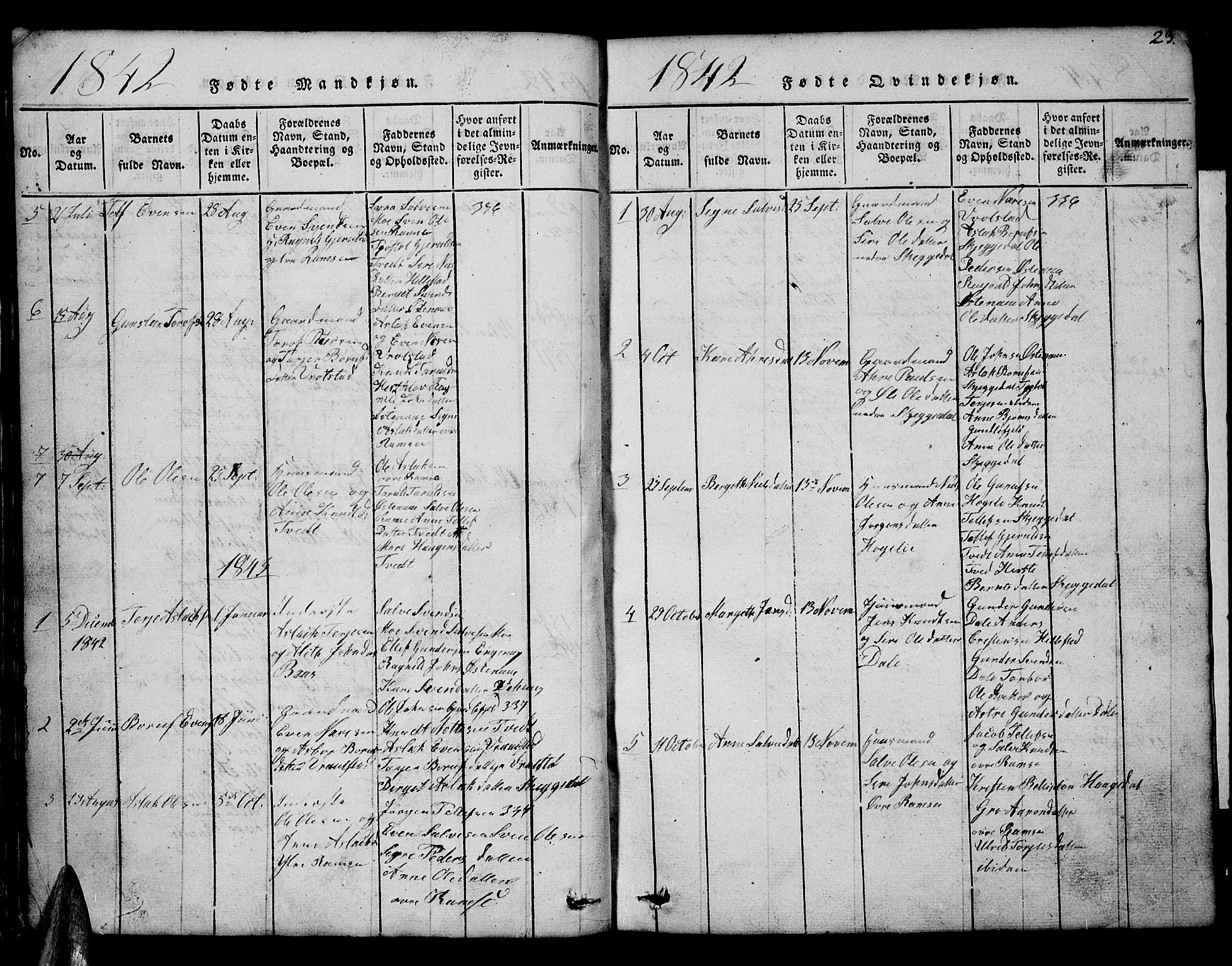 Åmli sokneprestkontor, SAK/1111-0050/F/Fb/Fbb/L0001: Klokkerbok nr. B 1, 1816-1889, s. 23